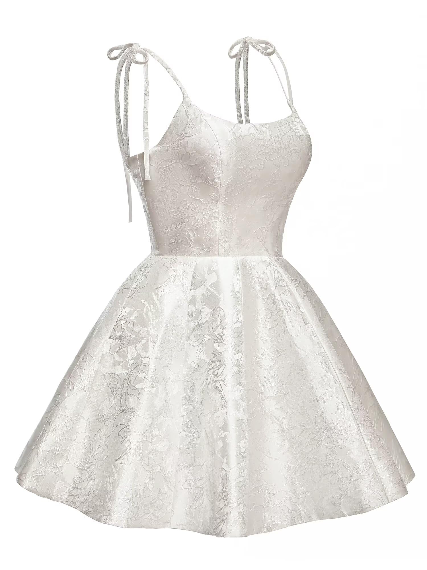 2025 Satin Homecoming Dresses for Teens - Short Spaghetti Strap Floral Prom Dress | Cocktail Party Gown for HOCO, Sweet 16, Graduation & Special Occasions