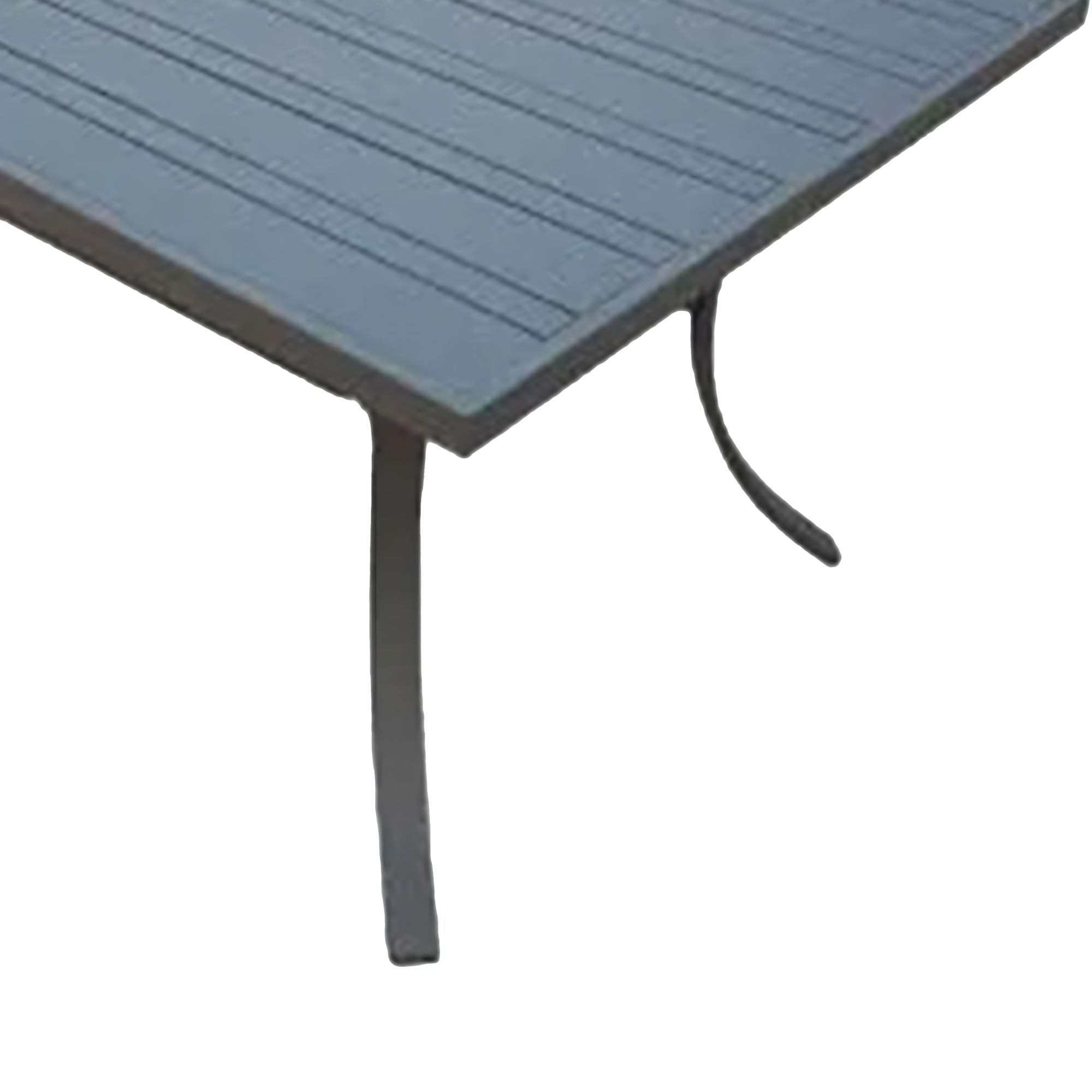 72x39 Inch Black Aluminum Outdoor Dining Table with Slate Tabletop & Umbrella Hole - Perfect for Patio, Backyard, Garden, and Poolside Gatherings