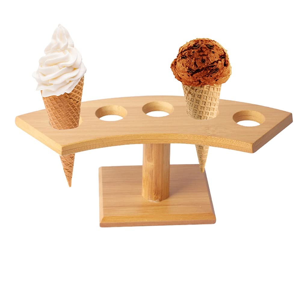 WYBFZTT-188 Bamboo Sushi & Ice Cream Cone Display Stand - Wooden Buffet Serving Tray for Wedding, Party & Table Decor - Popsicle Mold for DIY Desserts | Perfect for Catering Events, Home Entertaining & Ice Cream Shops