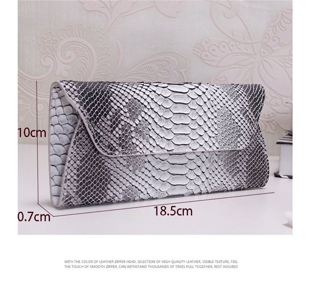 Genuine Leather Snakeskin Envelope Handbag Wallet Clutch for Women - Elegant Evening Bag for Parties, Weddings & Special Occasions