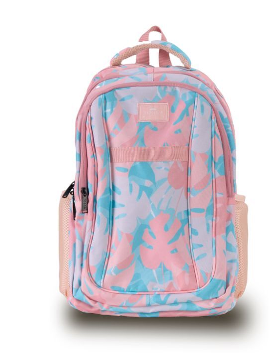 Tosca TCA936 M Small Backpack for Women - Lightweight Pink/Palm Design - Perfect for Travel, Work & School