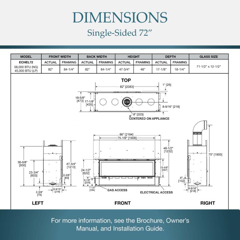 Majestic Echelon II 72-Inch Linear Direct Vent Gas Fireplace - ECHEL72IN | Modern Home Heating Solution for Living Rooms & Patios