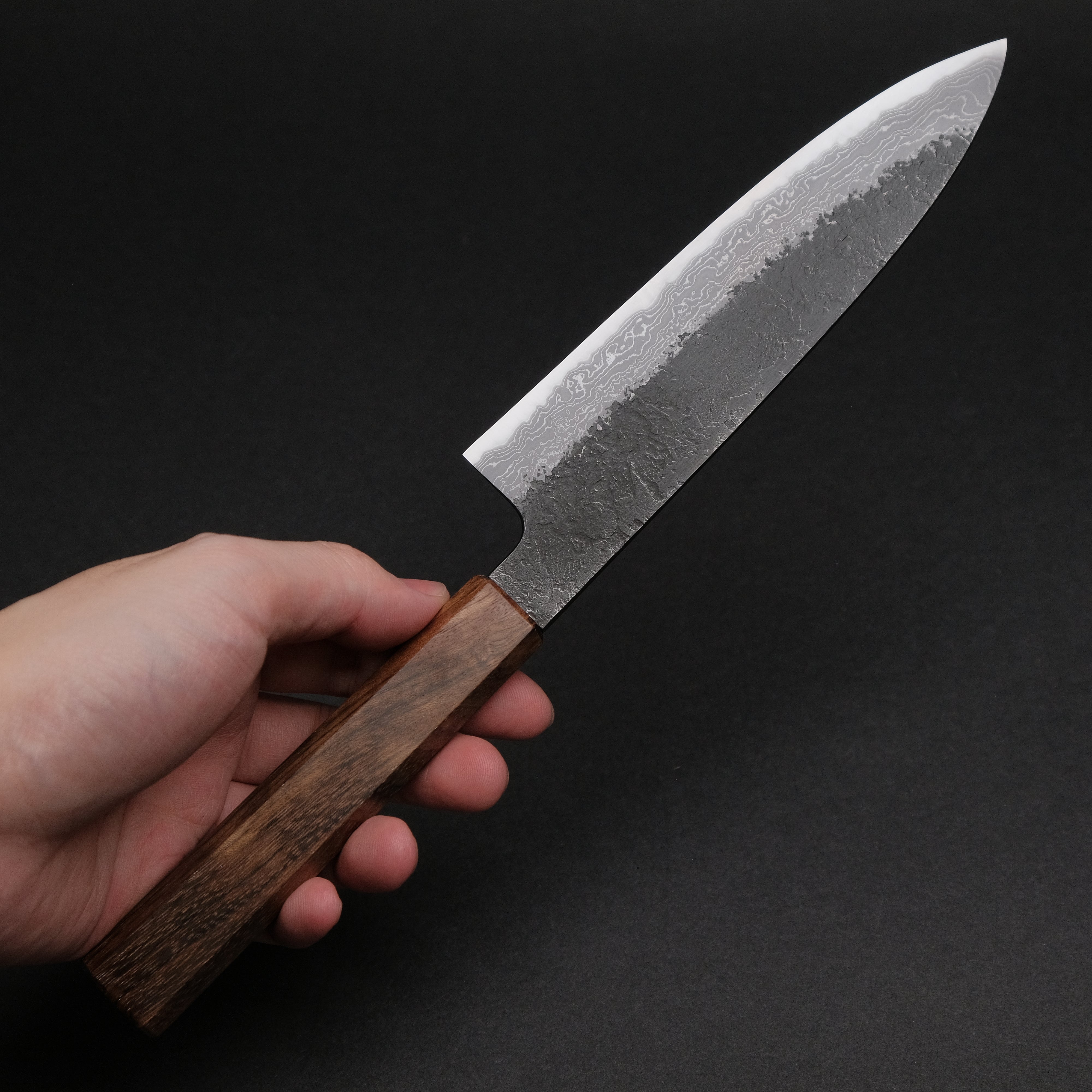 Premium Ajikataya White #2 Nashiji Damascus Petty Knife 150mm - Handcrafted Japanese Kitchen Knife with Octagonal Magnolia Wood Handle (#62) - Perfect for Slicing, Dicing & Precision Cutting in Professional & Home Kitchens