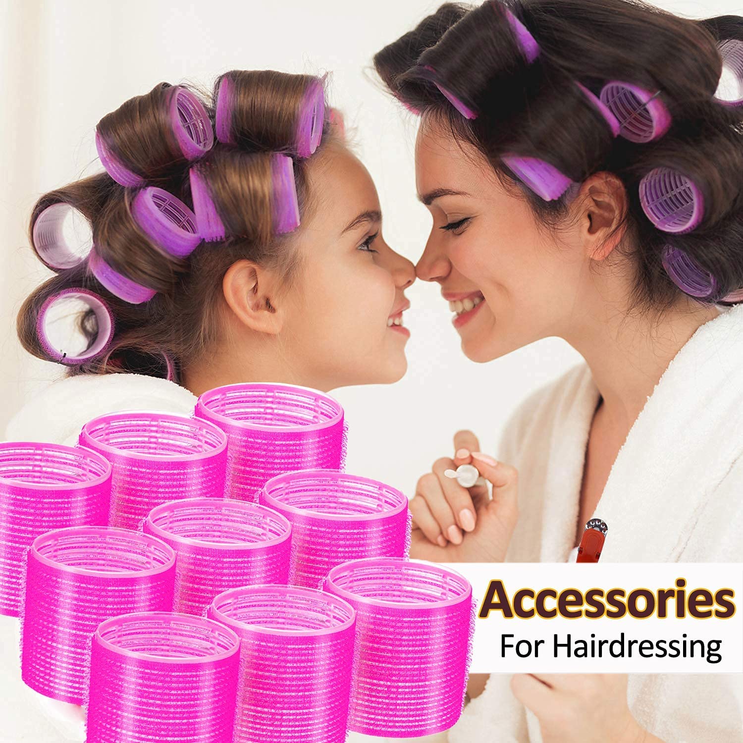 Jumbo Hair Rollers 6-Pack - Large Self-Grip Salon Hair Curlers for Women & Girls - Perfect for Voluminous Curls, Beach Waves & Salon-Styled Hair at Home