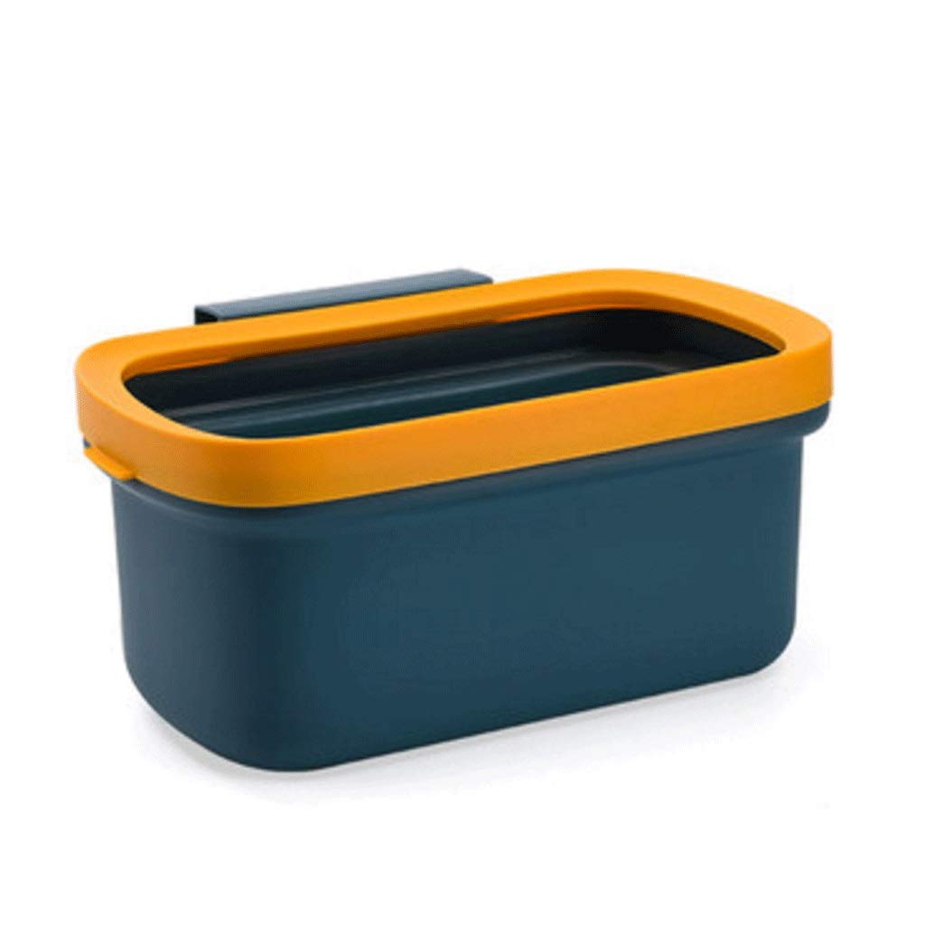 Collapsible Mini Hanging Trash Can - Small Wall Mount Garbage Bin for Kitchen, Cabinet, Car, Bedroom & Bathroom | Space-Saving Waste Basket in Blue & Yellow | Perfect for Small Spaces, RVs, Offices & Dorm Rooms