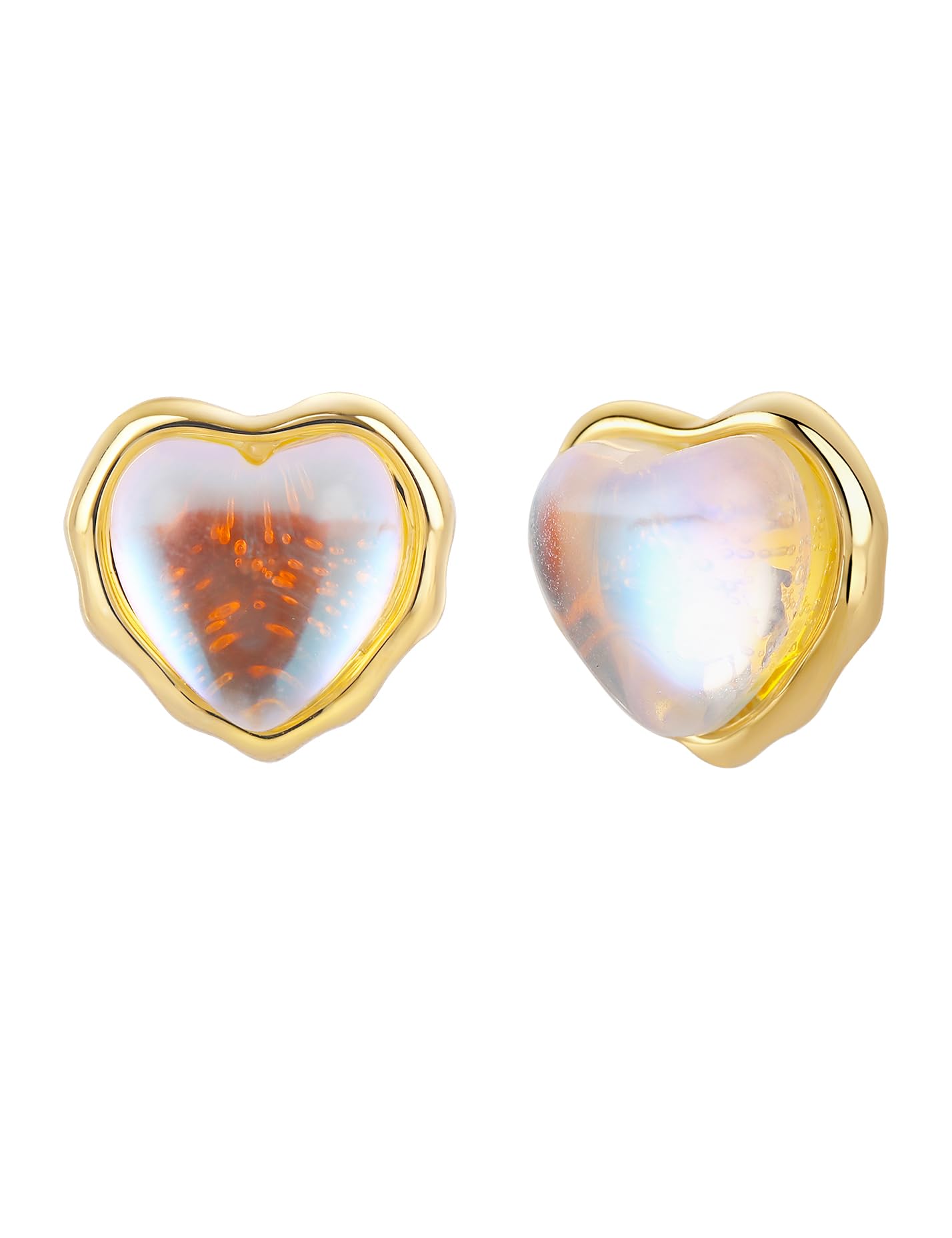 Cubic Zirconia Heart Stud Earrings for Women - 14K White Gold/Gold Plated Dainty Earrings - Perfect for Valentine's Day, Anniversary & Everyday Wear