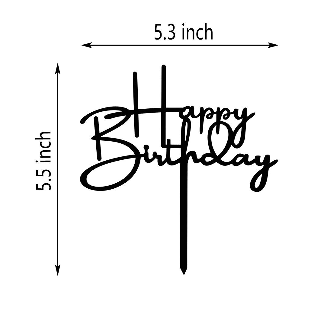 Happy Birthday Cake Topper - Elegant Black Acrylic Party Decoration for Birthday Cakes, Cupcakes & Desserts | Perfect for Birthday Parties, Anniversaries & Special Celebrations