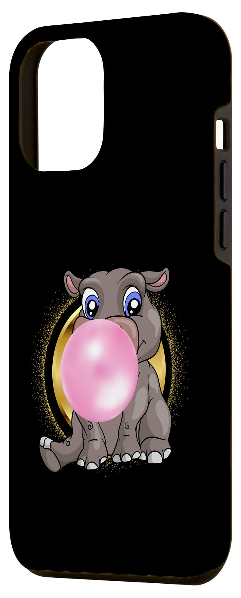 iPhone 12 Pro Max Cute Hippo Animal Pink Bubble Gum Hippopotamus Case - Durable Protective Cover for Women Girls - Perfect for Everyday Use, School, Work & Travel