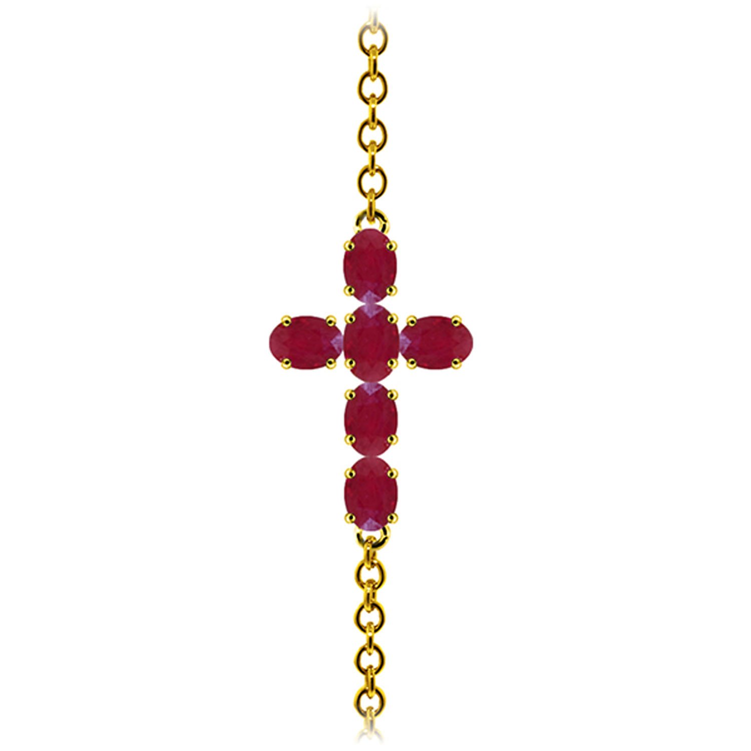 14K Solid Gold Horizontal Cross Ruby Bracelet - 1.7 CTW Galaxy Gold GG | Elegant Jewelry for Women, Perfect for Weddings, Anniversaries & Gifts