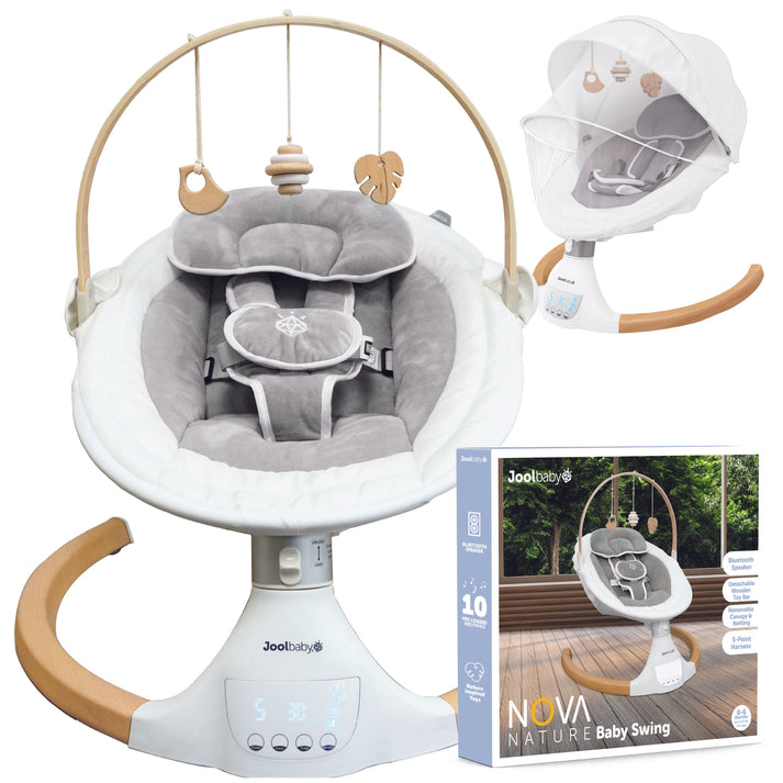 Jool Baby Nova Nature Baby Swing - Gentle Infant Swing for Newborns & Toddlers - Perfect for Nursery, Playroom & Outdoor Use