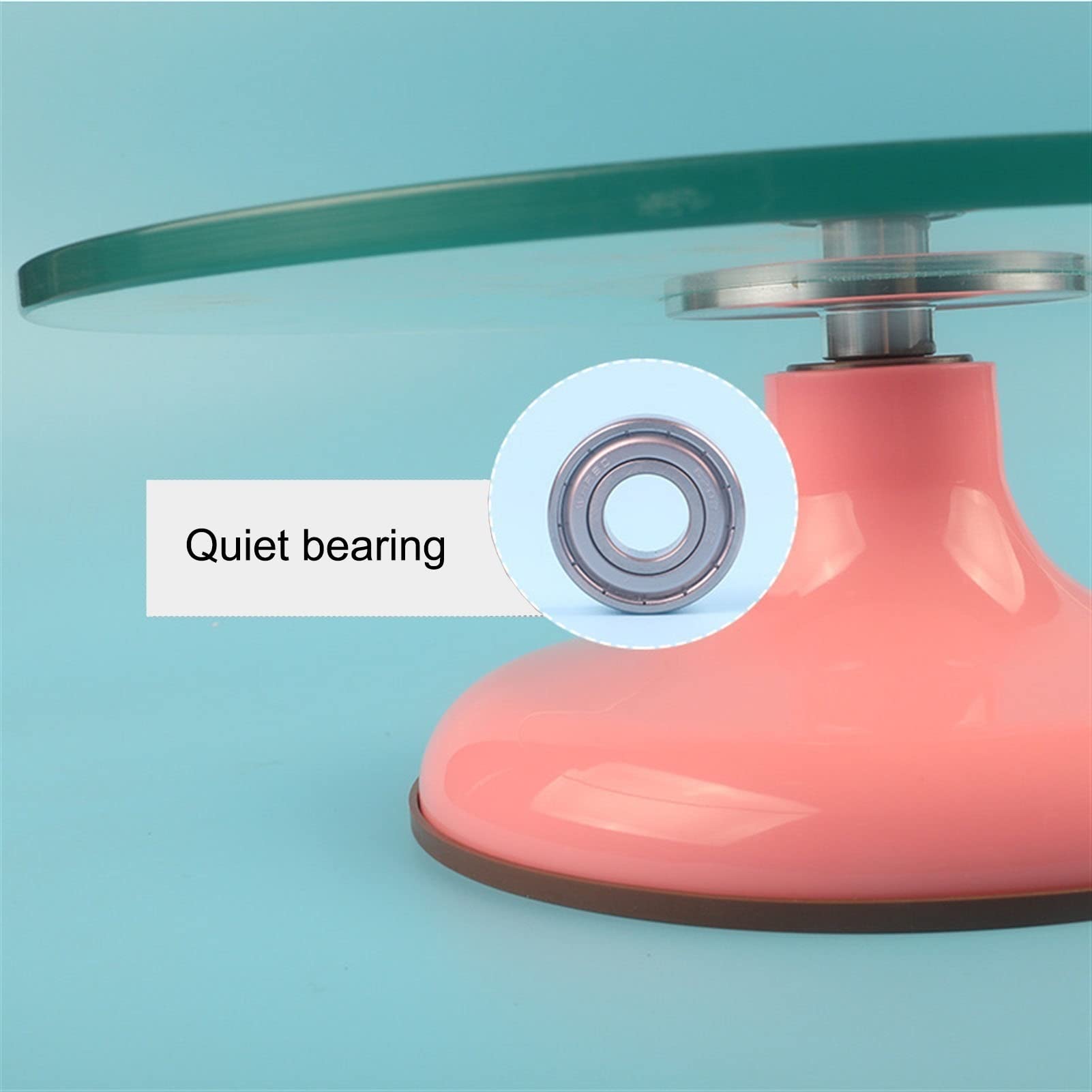 13 Inch Pink Cake Turntable - Smooth Rotating Glass Top Cake Decorating Stand for Professional Baking, Pastry, Cupcakes & Dessert Making - Perfect for Home Bakers & Cake Shops
