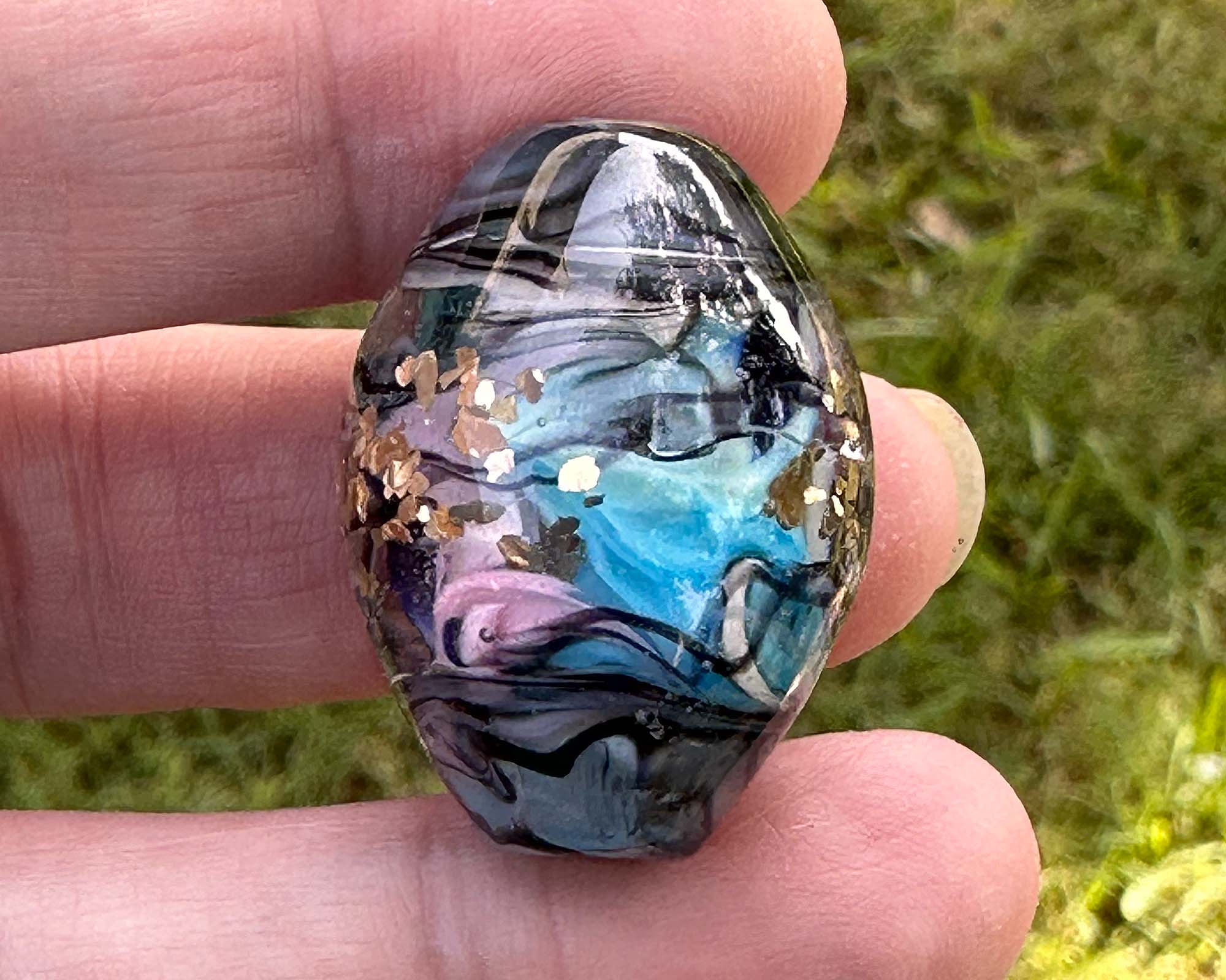 Celestial Steel Prism Lampwork Glass Focal Bead for Jewelry Making - Handmade Artisan Beads for Necklaces, Bracelets & DIY Craft Projects