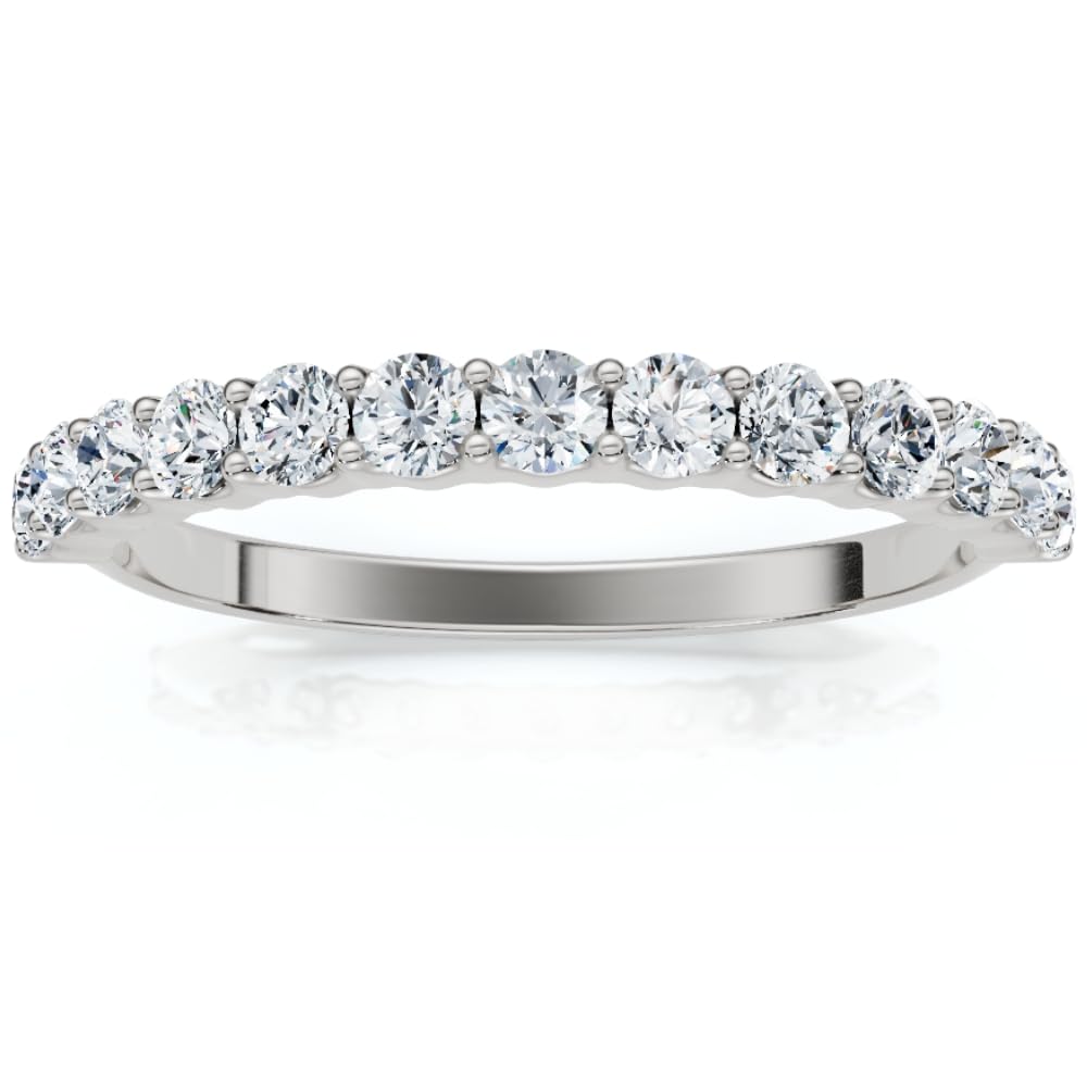 1/2 Ct TDW Diamond Wedding Ring Stackable Women's Anniversary Band 14k White Gold - Perfect for Bridal Sets, Anniversary Gifts & Everyday Elegance