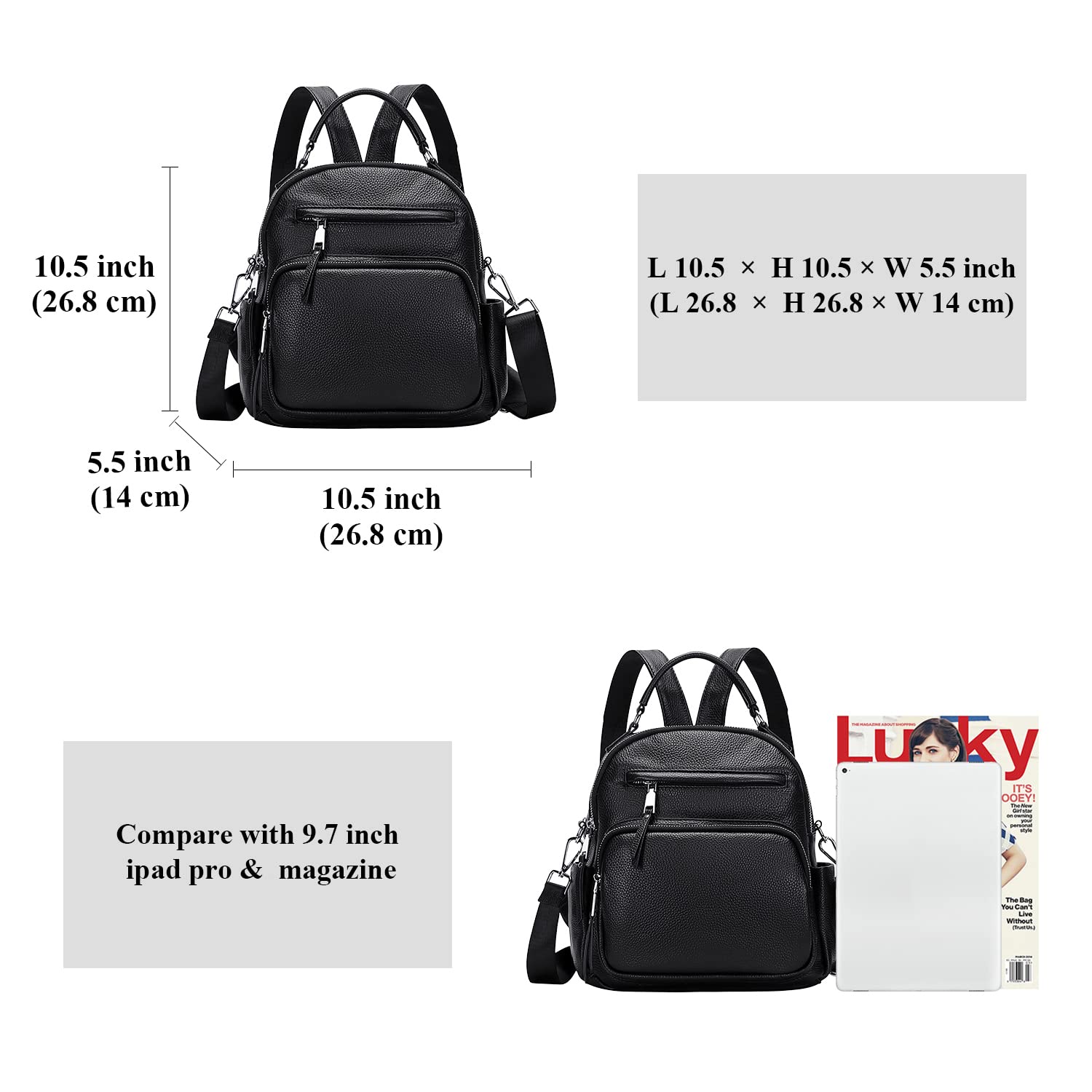 ALTOSY Genuine Leather Backpack for Women - Small Convertible Backpack Purse, 4-in-1 Shoulder Bag for Work, Travel & Daily Use | Durable & Stylish Ladies Handbag