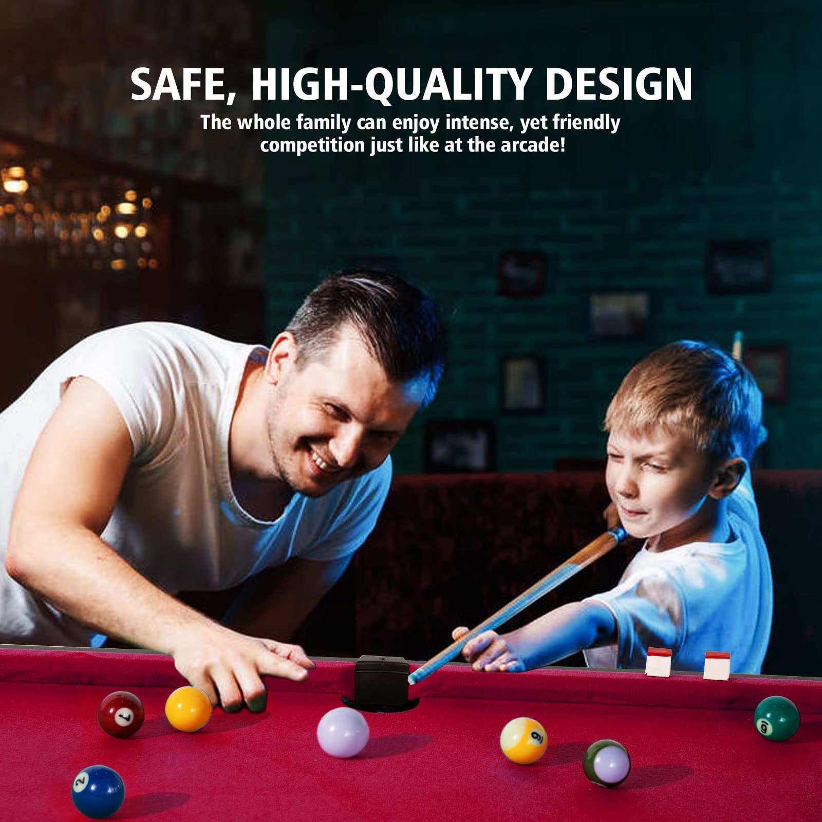 Portable 4ft Billiards Table for Kids & Adults - Indoor Pool Table Set with 2 Cue Sticks, 16 Balls, Triangle, Chalk & Brush - Perfect for Family Game Rooms, Playrooms & Home Entertainment