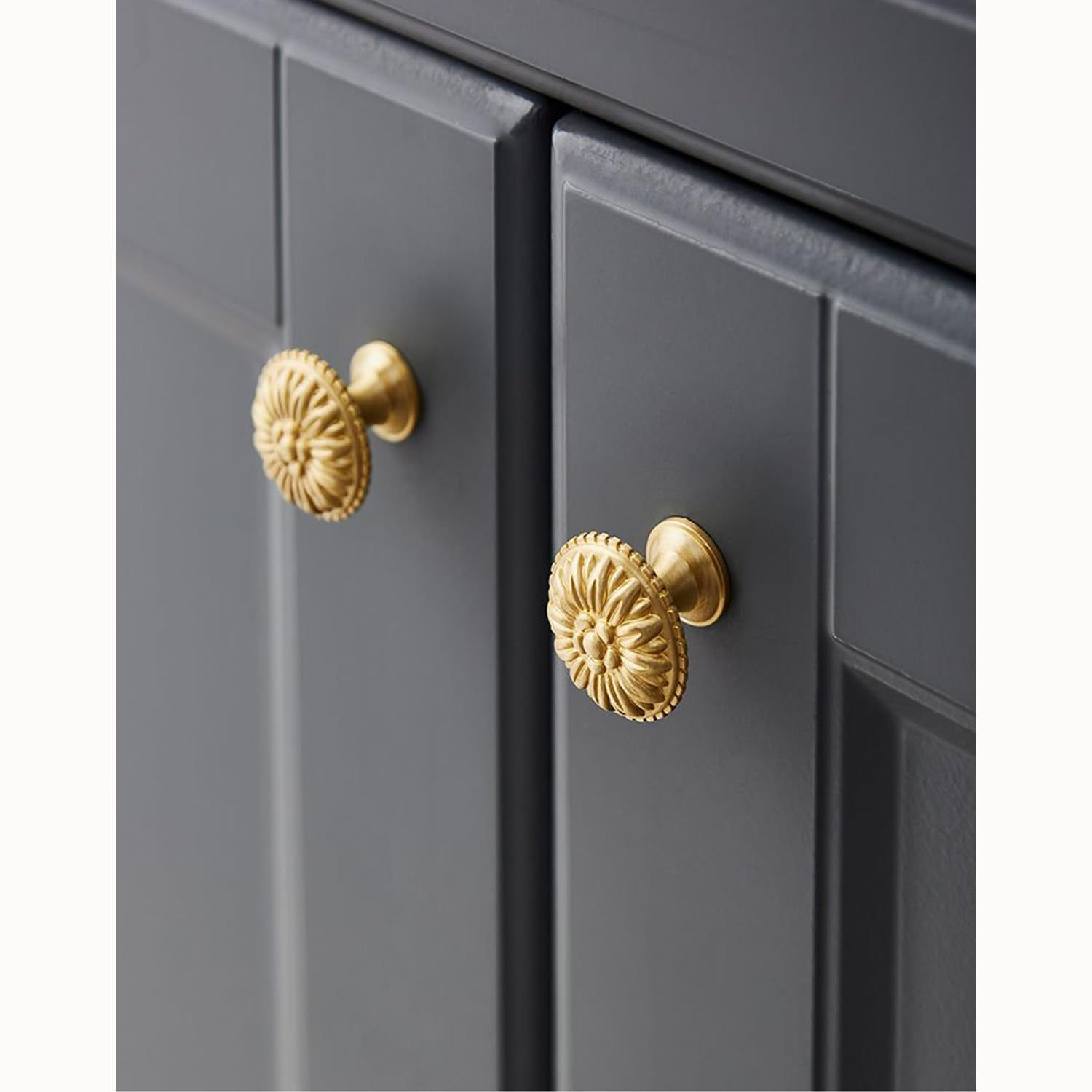 Vintage Brass Drawer Knobs - 4PCS Solid Copper Cabinet Handles for Dresser & Furniture