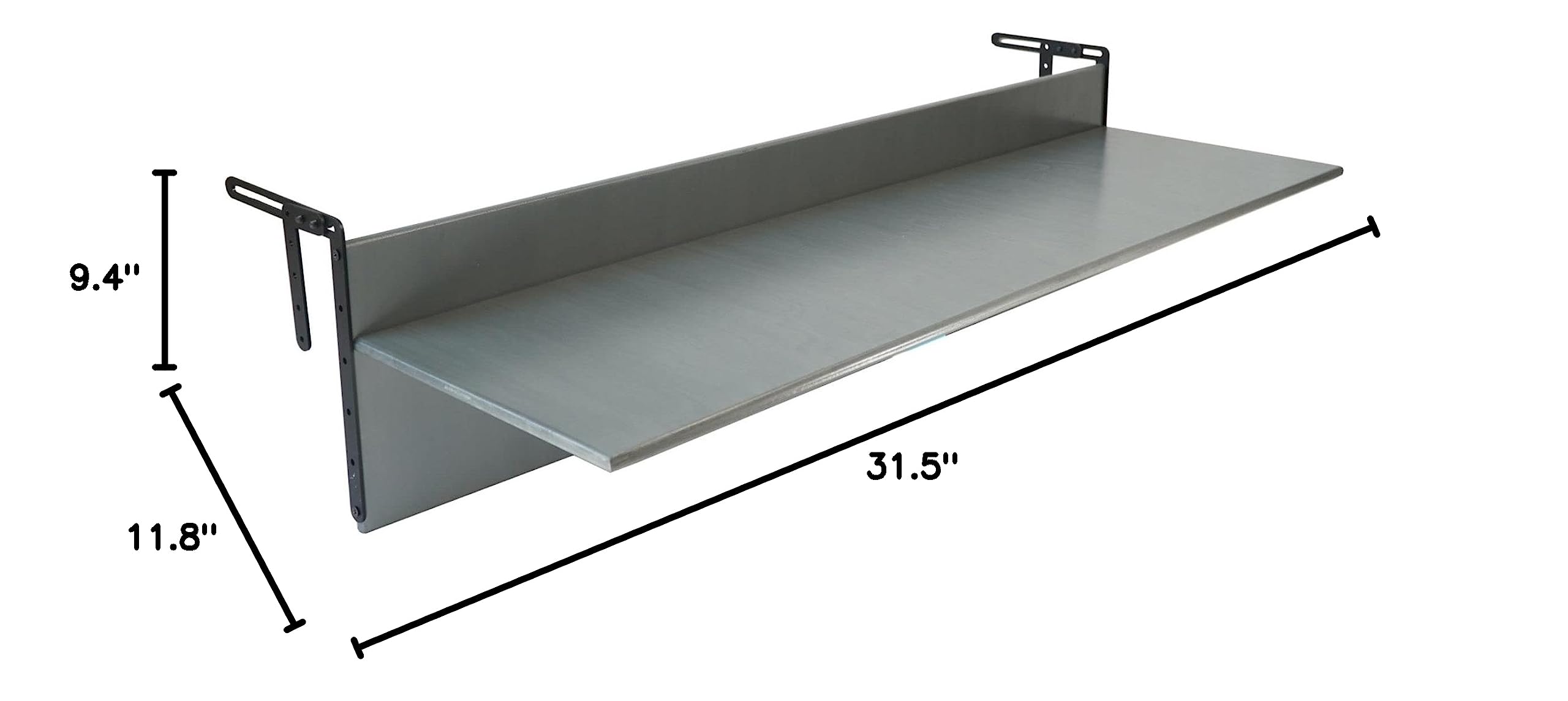 Outdoor Folding Balcony Bar Table - Wooden Rail Mounted Serving Table for Patio, Deck & Porch - Space-Saving Hanging Desk (Grey, 31.5