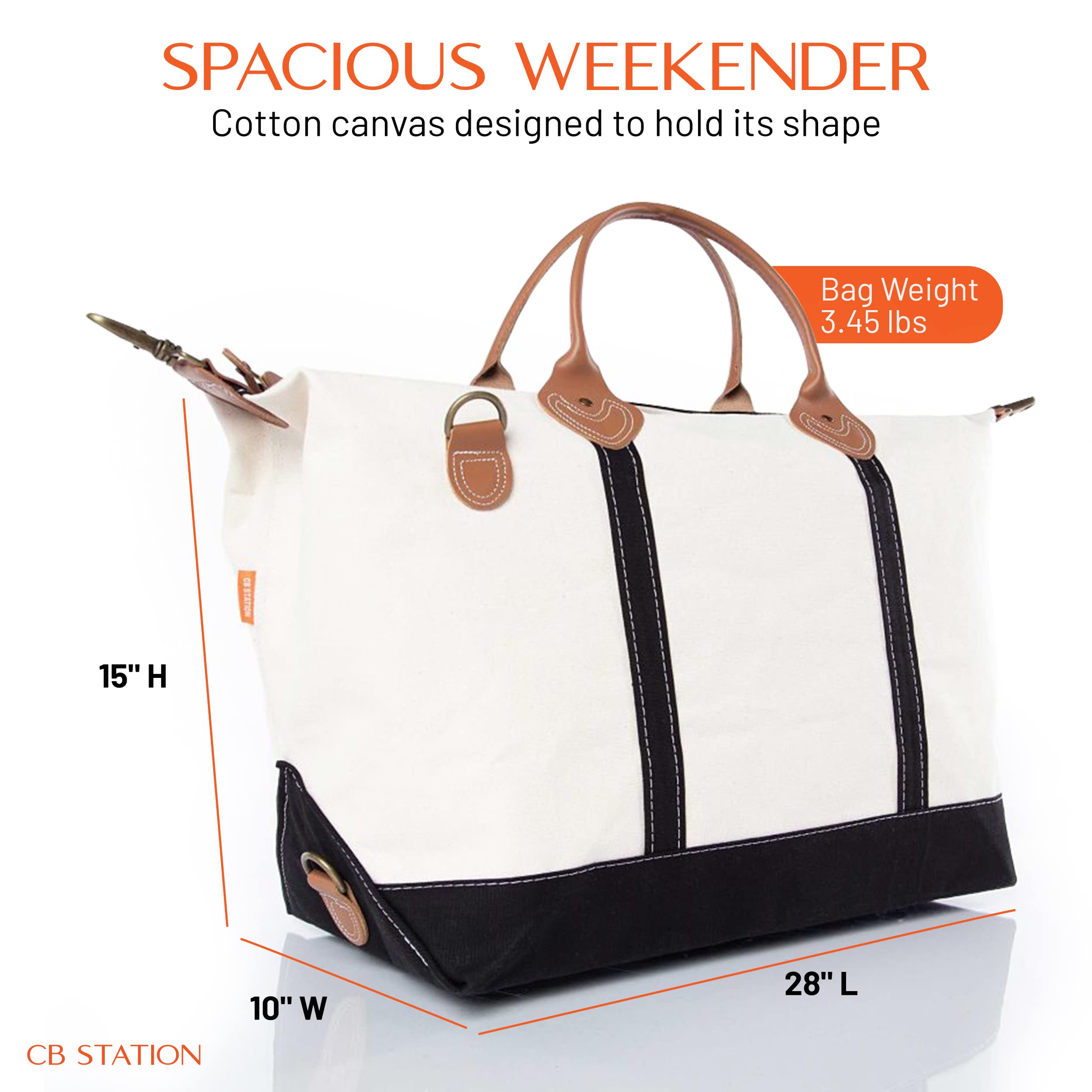 18 oz Canvas Weekender Bag for Women - Stylish Duffle Carry On Bag for Travel & Overnight Trips - Perfect Gym Bag, Beach Tote & Weekend Getaway Essential