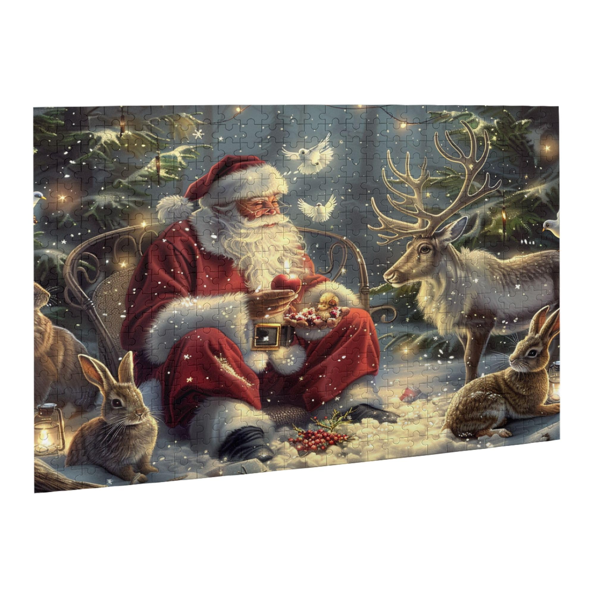 500-Piece Wooden Santa Claus and Animals Jigsaw Puzzle for Adults – Challenging, Stress-Relieving, Enchanting Christmas Puzzle – Perfect Gift for Puzzle Lovers (Home Decor, Family Game Night, Holiday Activity)