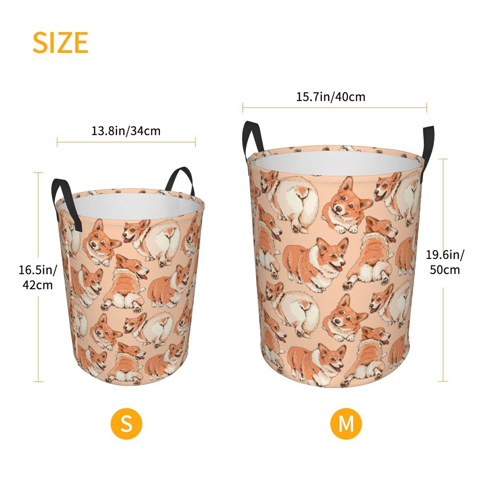 Funny Cute Corgi Dog Collapsible Laundry Basket with Handle - Waterproof Fabric Hamper for Clothes, Toys & Bathroom Storage - Large Foldable Organizer Bin for Dirty Laundry (Perfect for Bedroom, Nursery & Laundry Room Organization)