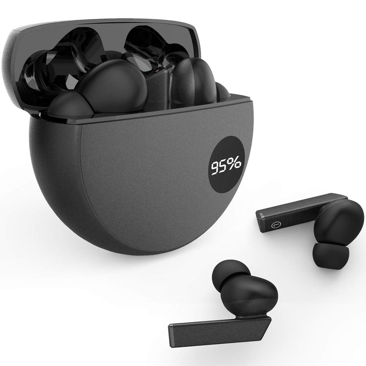 Wireless Bluetooth 5.0 Earbuds with Touch Control, Stereo Sound & Noise Cancellation for Sports & Gaming | USB-C Fast Charging | Voice Assistant Compatible (Siri/Google) | HD Calls | Perfect for Running, Workouts & Commuting (Black)
