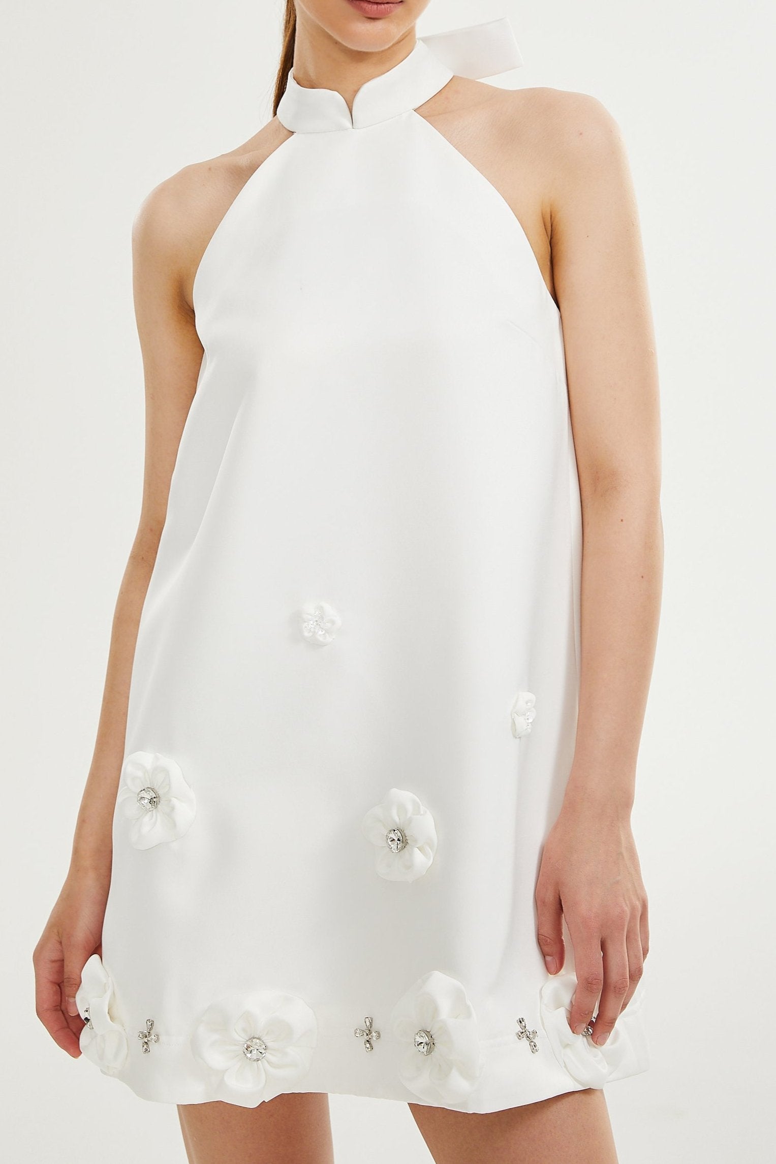Elegant Aubrie Faux Flower Embellished Dress for Women - Perfect for Weddings, Parties & Special Occasions