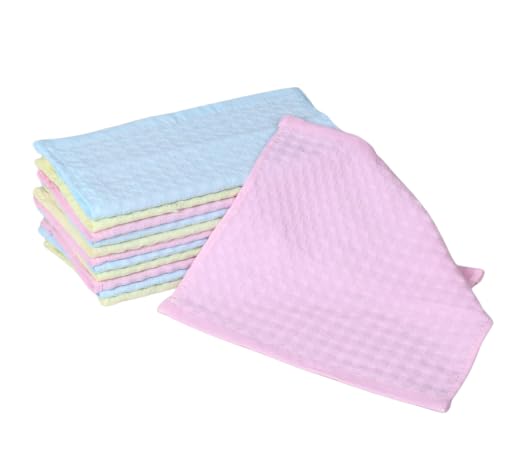 GRGRASP 10x10 Inch Cotton Check Design Colorful Face Towels - Assorted Pack of 6 | Soft & Absorbent for Gym, Spa, Travel & Daily Use