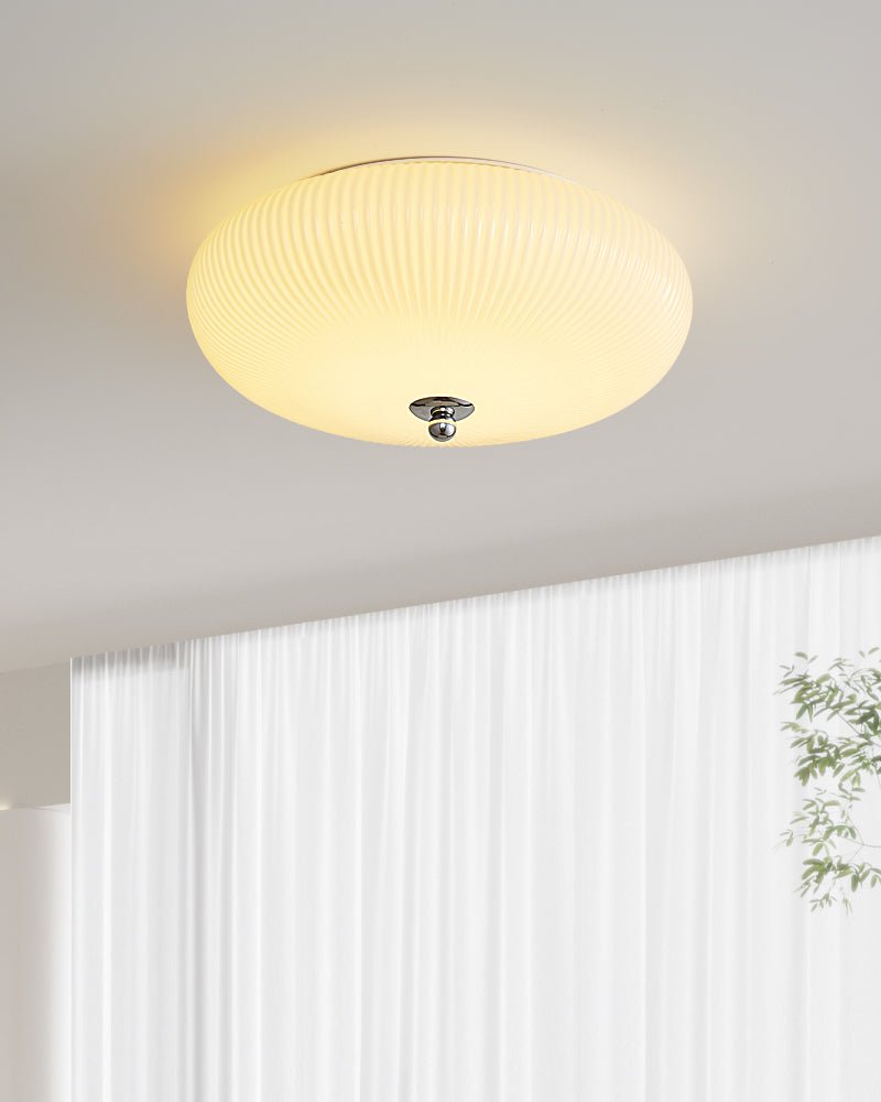 Ivory Ripple Ceiling Light Fixture - Modern Flush Mount Lighting for Bedroom, Living Room & Kitchen - Dimmable LED Light for Home Decor