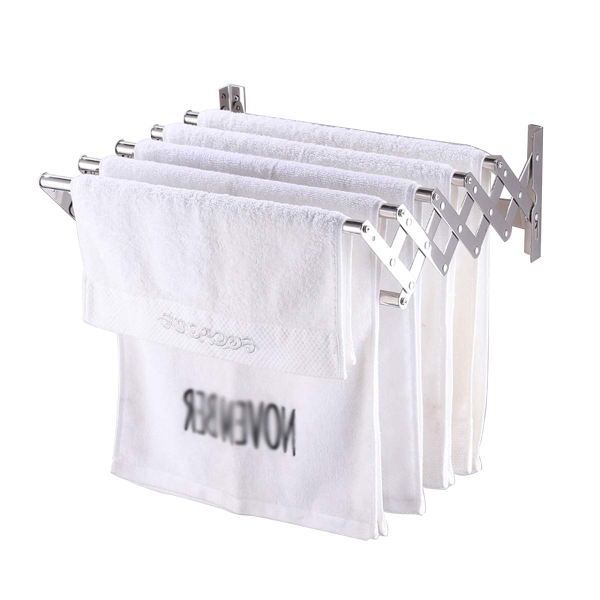 Stainless Steel Telescopic Towel Rack - 50cm Wall Mounted Folding Towel Bar Holder for Bathroom & Kitchen | Durable Metal Towel Shelf Storage Rail | Space Saving Solution for Small Spaces & RVs