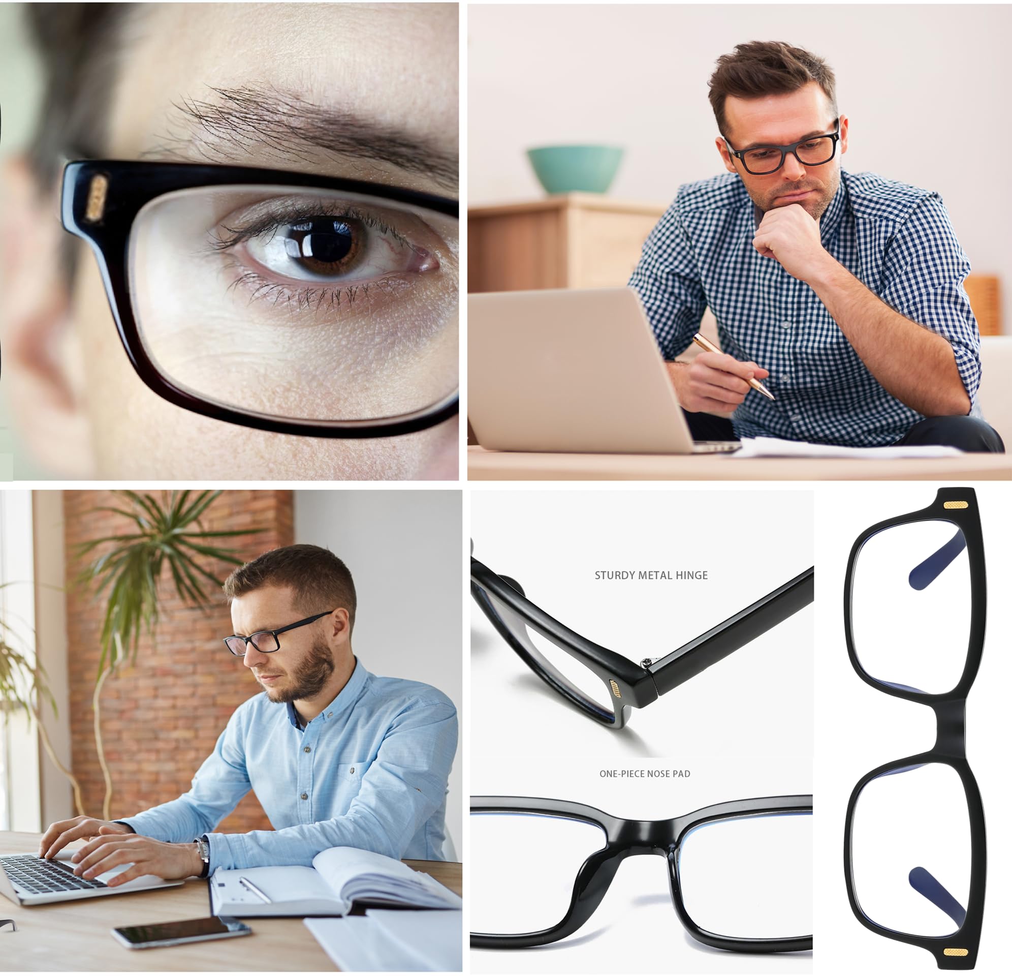 Blue Light Blocking Glasses for Women & Men - Black Frame for Computer, Gaming & Reading