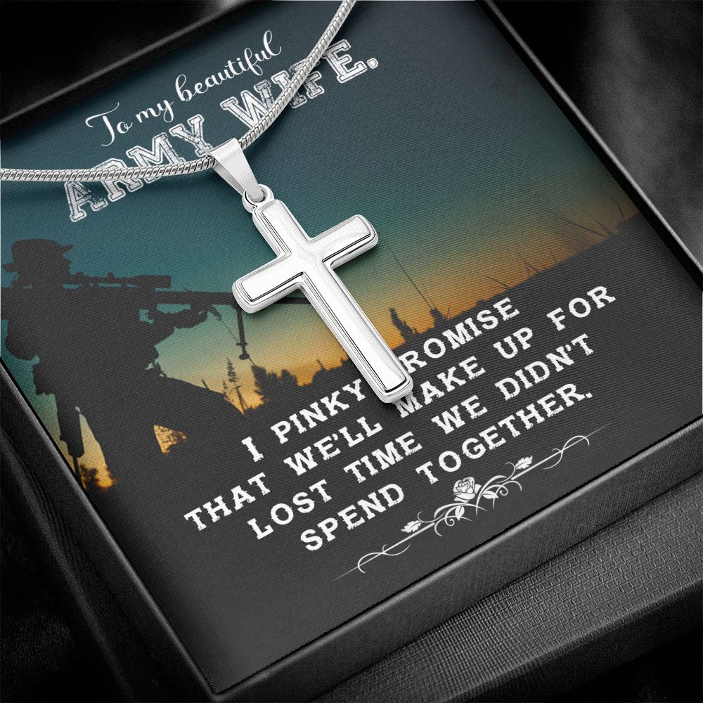 Army Wife Necklace - Military Spouse Jewelry Gift for Wife, Cross Pendant Necklace for Anniversary, Christmas & Special Occasions - Perfect for Military Appreciation, Deployment Gifts & Everyday Wear