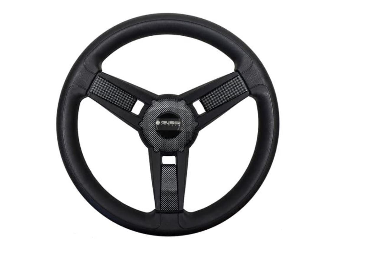 3G Gussi Model 13 Black/Carbon Fiber Steering Wheel for EZGO & Star Golf Carts - Premium Replacement Part for Enhanced Control and Style on Golf Courses & Resorts