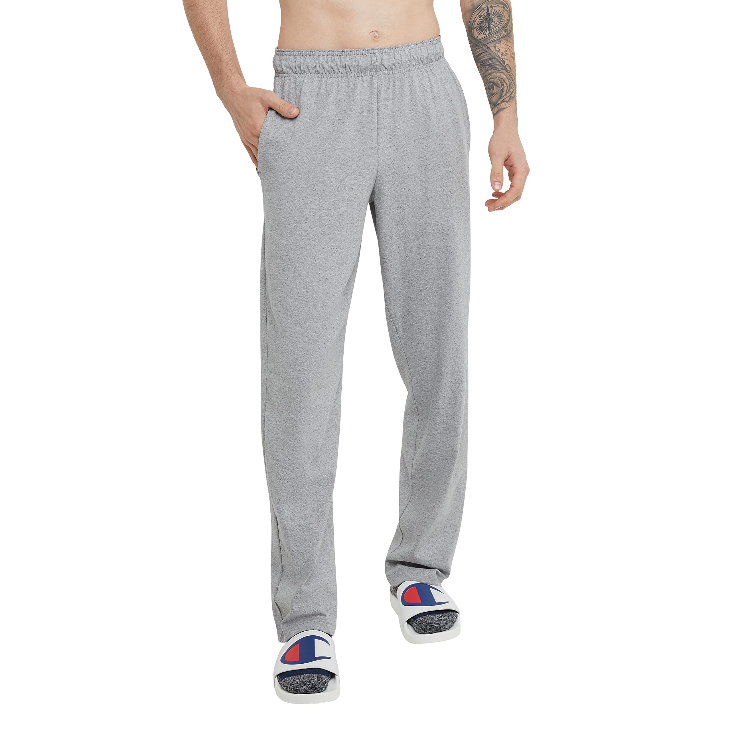 Champion Men's Cotton Pants - Comfortable Everyday Casual Wear with Open Bottom (Regular & Big Tall Sizes) | Perfect for Work, Lounge & Outdoor Activities