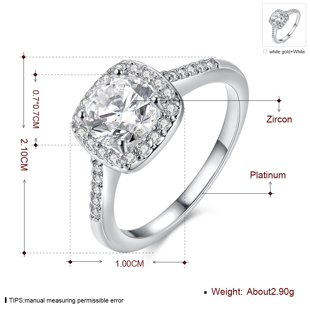 925 Sterling Silver CZ Crystal Square Ring for Women - Elegant Wedding, Engagement & Anniversary Jewelry Gift - Perfect for Bridal, Party & Special Occasions