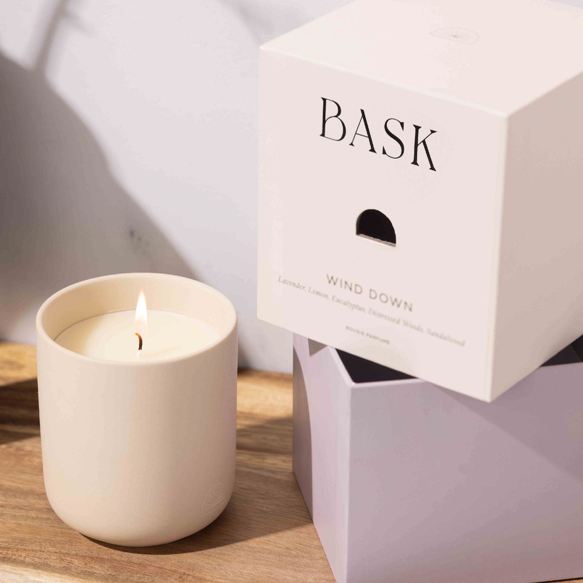 BASK Relaxing Scented Candles for Home - Winter Aromatherapy Candles with Wind Down Fragrance - Perfect Gift for Women & Men - Create Cozy Atmosphere for Bedroom, Bath & Meditation