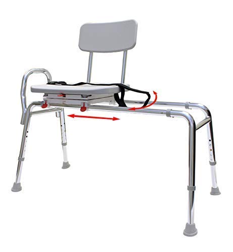 Eagle Health Supplies Swivel Sliding Bath Transfer Bench (77662) - Heavy Duty Shower Chair for Elderly & Disabled - Adjustable Base (39