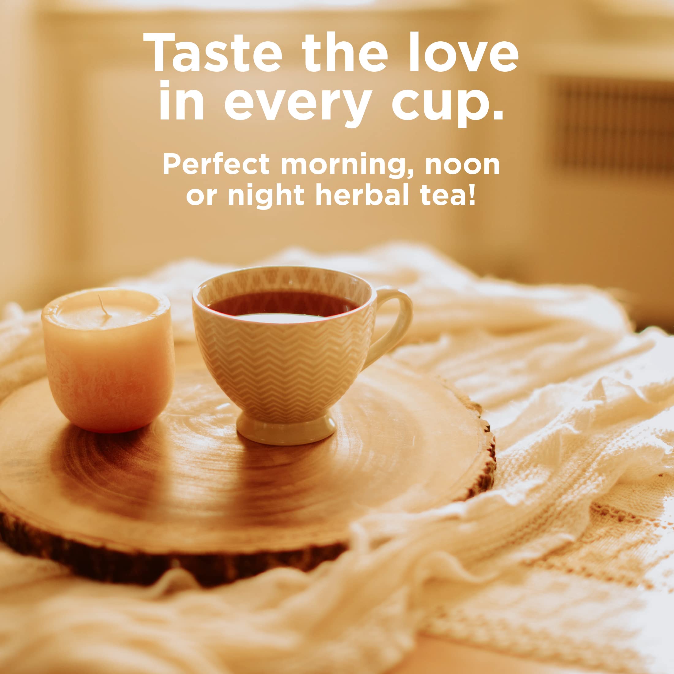 Organic Red Rose & Chamomile Herbal Tea - Caffeine Free, Supports Digestion - 18 Individually Wrapped Tea Bags (Pack of 6) - Perfect for Relaxation, Stress Relief & After-Meal Wellness