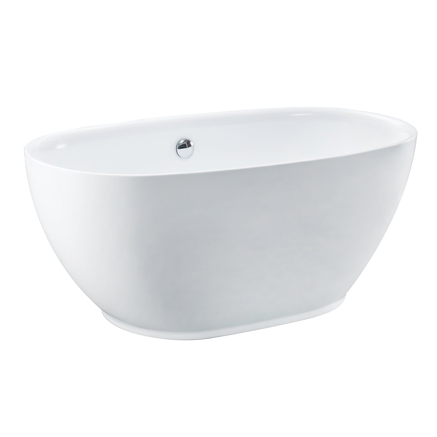 Aqua Eden 55 Inch Acrylic Oval Freestanding Bathtub - Glossy White Double Ended Soaking Tub with Drain | Modern Bathroom Luxury for Spa-Like Relaxation at Home