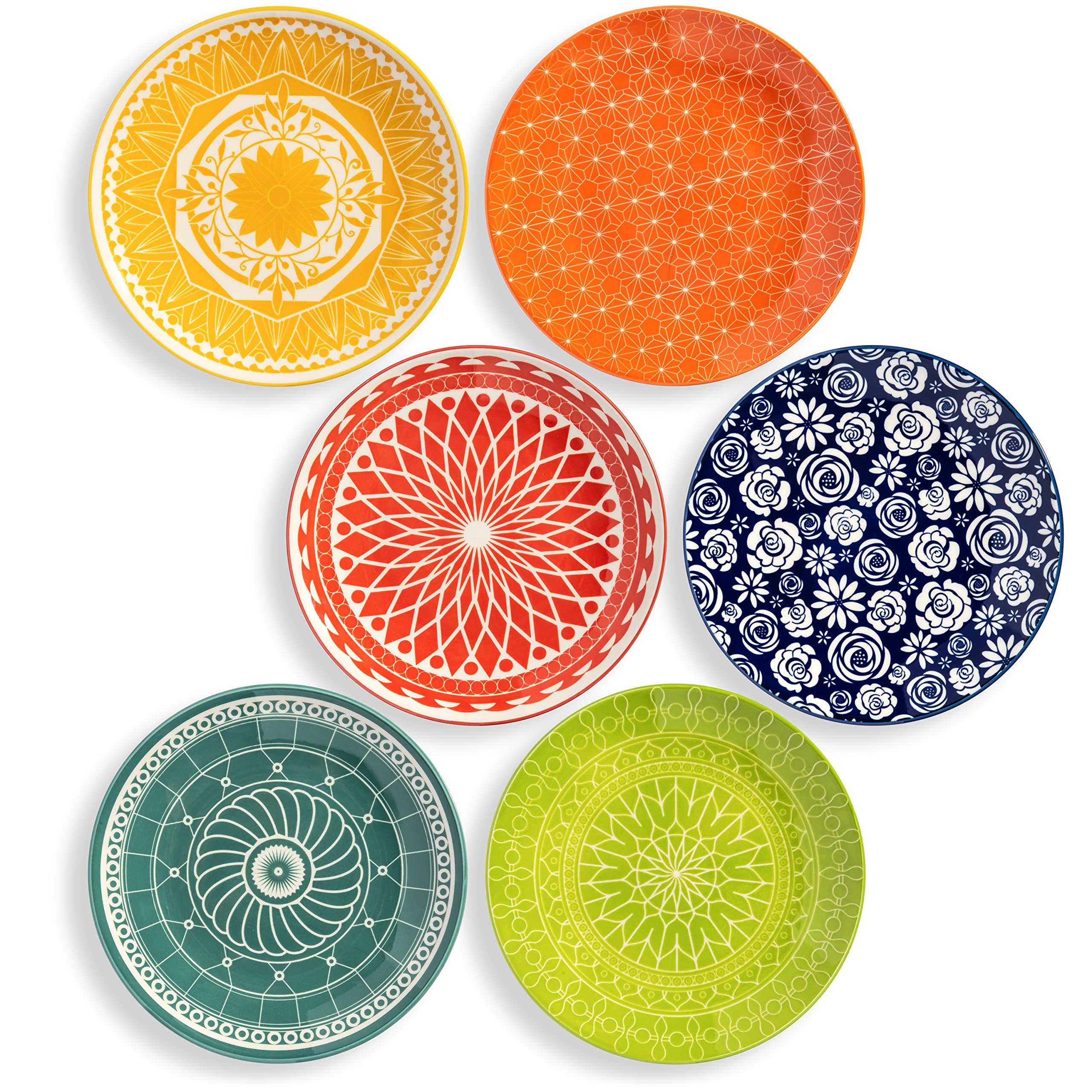 Annovero 16oz Cereal & Pasta Bowls Set - Colorful Porcelain Salad Plates & Serving Dishes for Breakfast, Oatmeal, Chili, Soup - Microwave & Dishwasher Safe Dinnerware - Perfect for Family Meals, Dinner Parties & Everyday Use
