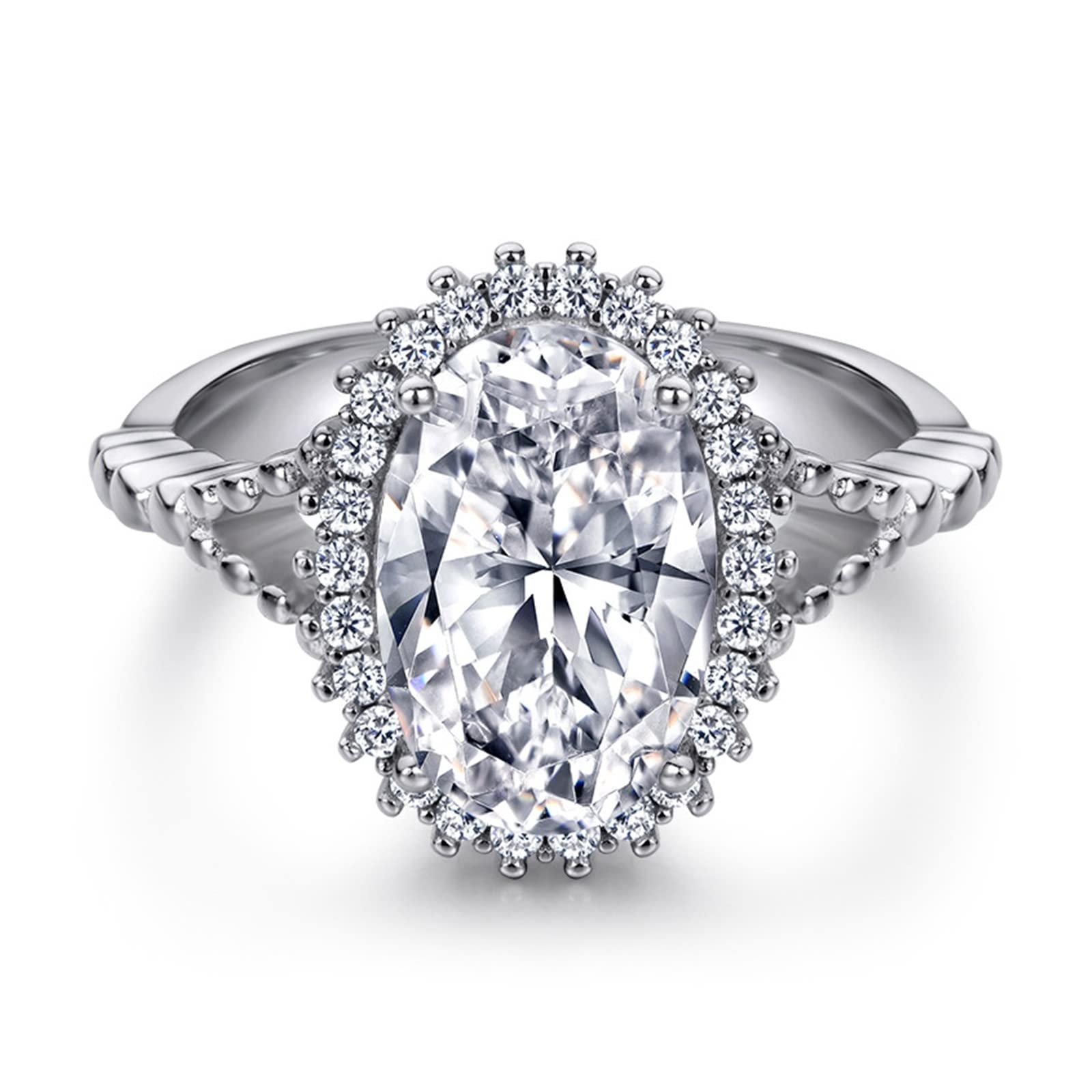 Elegant Cubic Zirconia Oval Engagement Ring for Women - Sterling Silver Wedding Band, Promise Ring, Anniversary Jewelry Gift - Perfect for Proposals, Weddings & Special Occasions