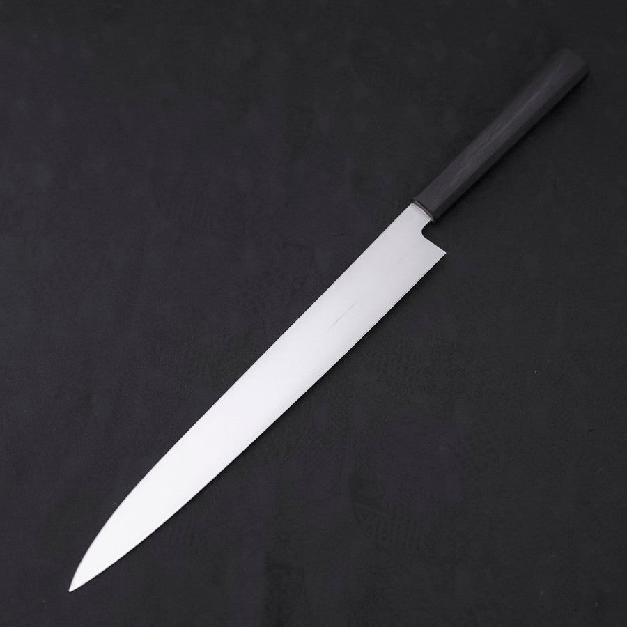 Premium Yanagiba Sushi Knife AUS 8 Steel - 300mm Polished Blade with Dark Blue Urushi Handle - Perfect for Sushi Chefs & Japanese Cuisine Preparation