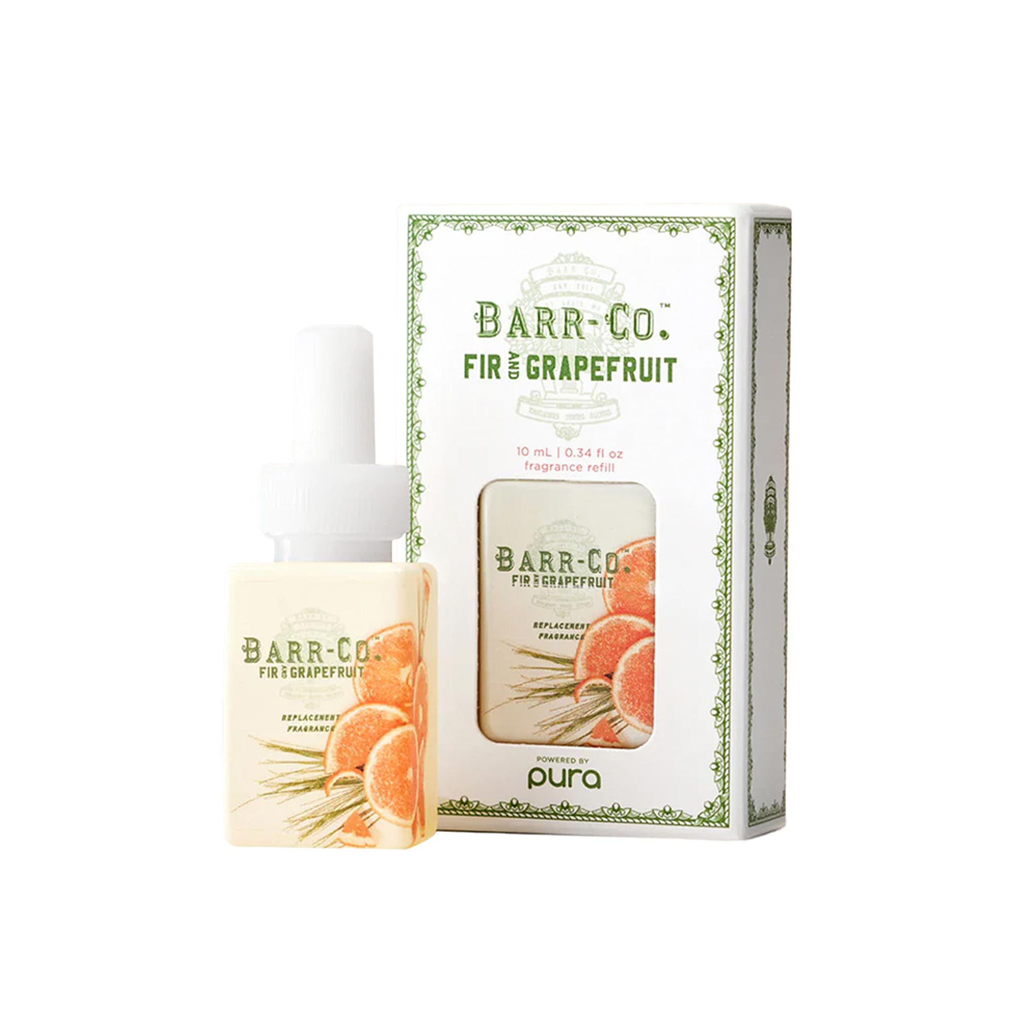Barr-Co. Fir & Grapefruit Scent Pura Diffuser Refill - 0.43 fl oz All-Natural Essential Oil Blend | Invigorating Woody Citrus Aroma for Home & Office | Pura Smart Diffuser Compatible | Perfect for Relaxation, Aromatherapy & Creating a Fresh Atmosphere
