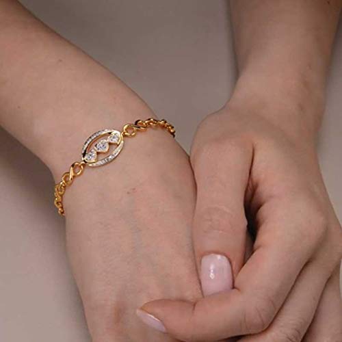 Danbury Mint I Love You Diamond Bracelet - 14K Gold Plated Bracelet with Genuine Diamonds - Romantic Jewelry Gift for Her - Anniversary, Valentine's Day & Special Occasion Present #4398-005