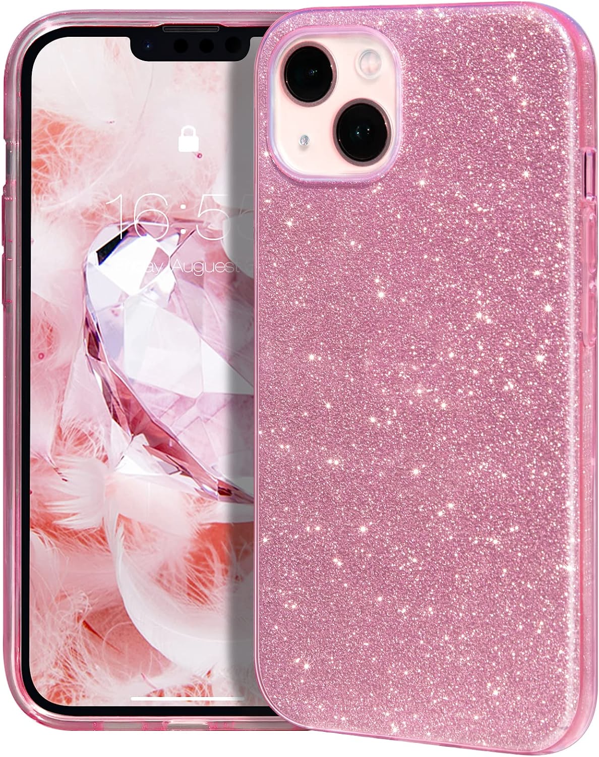Sparkly Glitter iPhone 14 Case for Women - Cute Purple Protective Phone Cover with Bling | Perfect for Everyday Use, Parties & Gifts