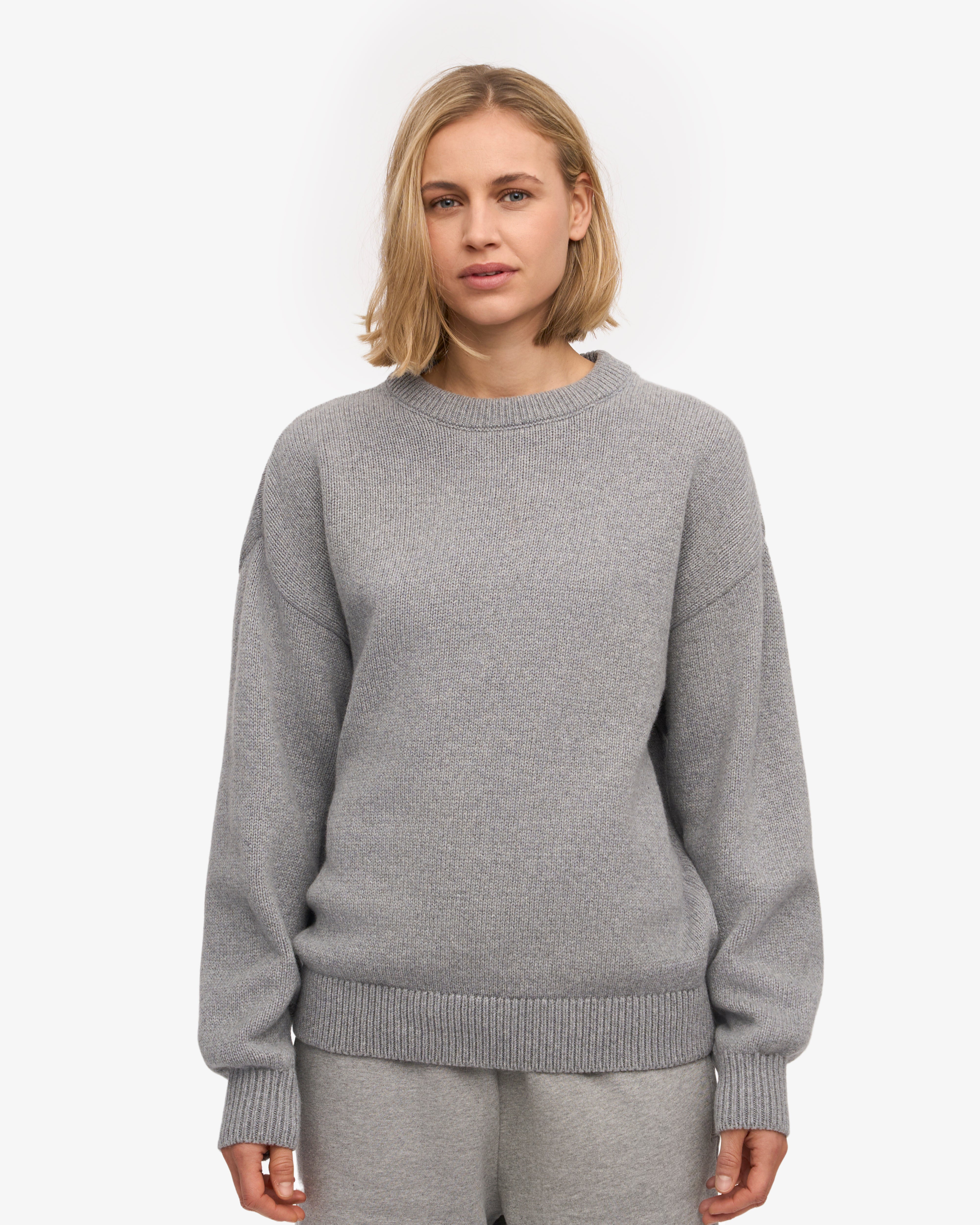 Premium Oversized Merino Wool Sweater - Soft & Warm Crewneck Pullover for Women & Men in Heather Grey - Perfect for Winter Layering & Cozy Fall Outfits