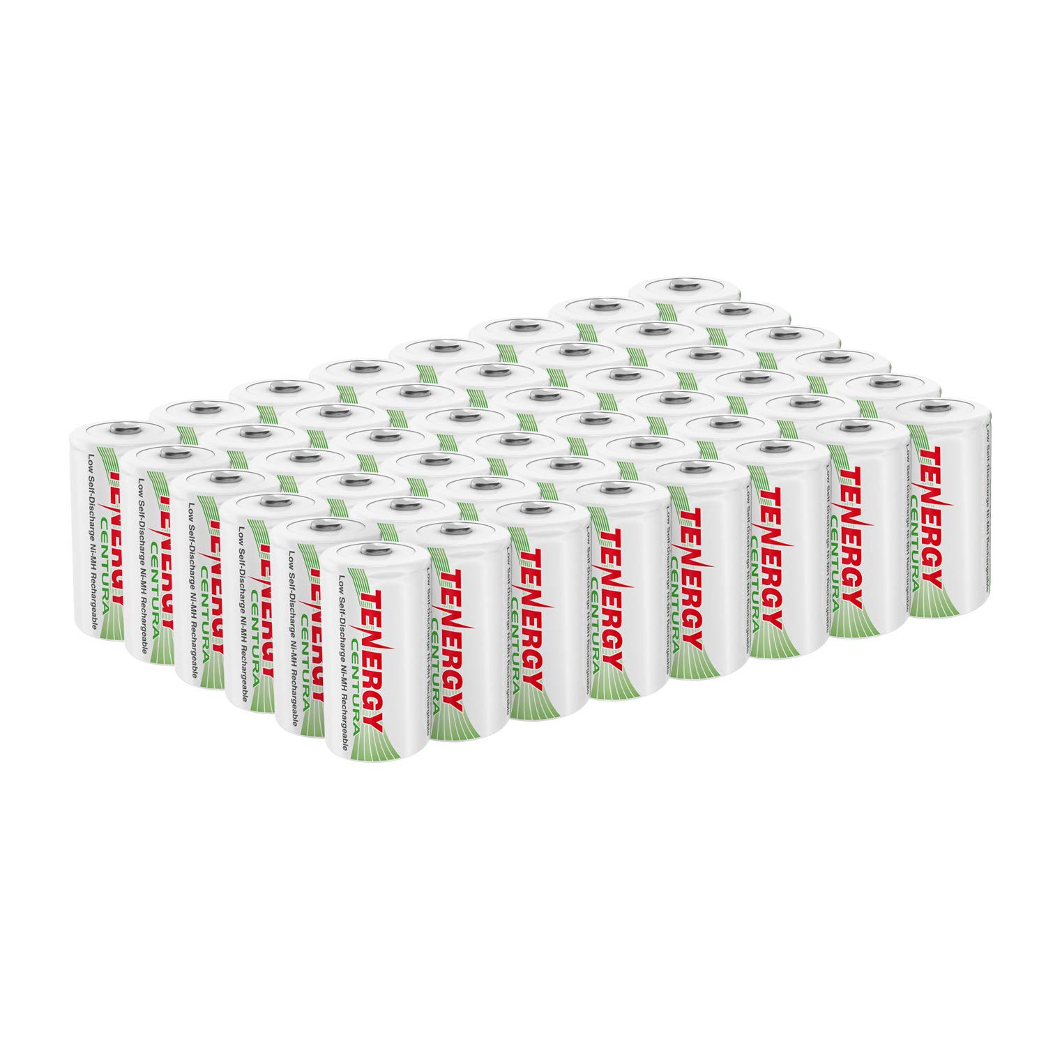 Tenergy Centura 4000mAh NiMH Rechargeable C Batteries (48 Pack) - Low Self Discharge, Pre-Charged for Flashlights, Toys, and Emergency Devices