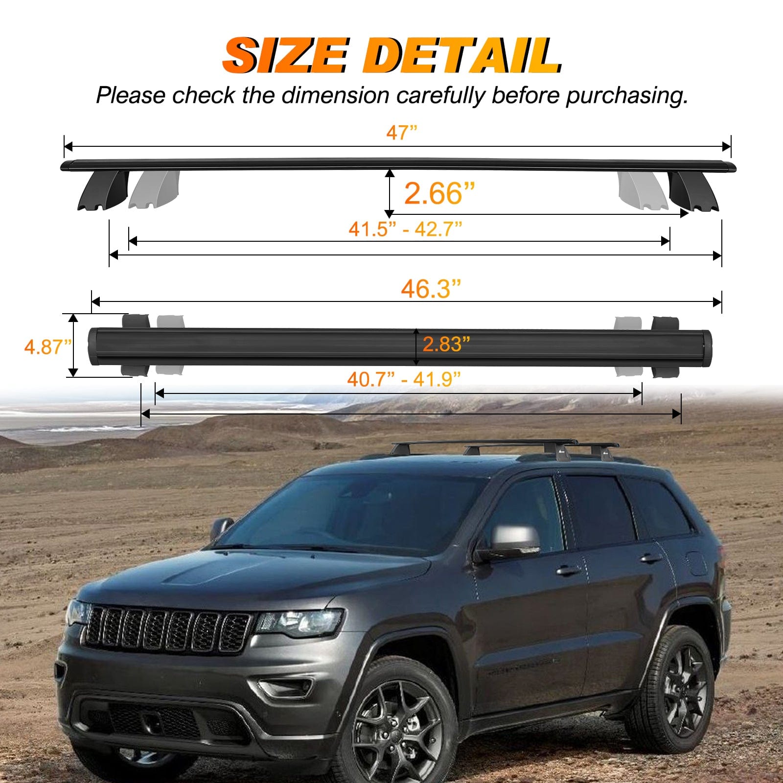 Jeep Grand Cherokee Aluminum Roof Rack Cross Bars - Anti-Theft Lock for 2011-2021 Models | Perfect for Outdoor Adventures, Camping & Cargo Transport