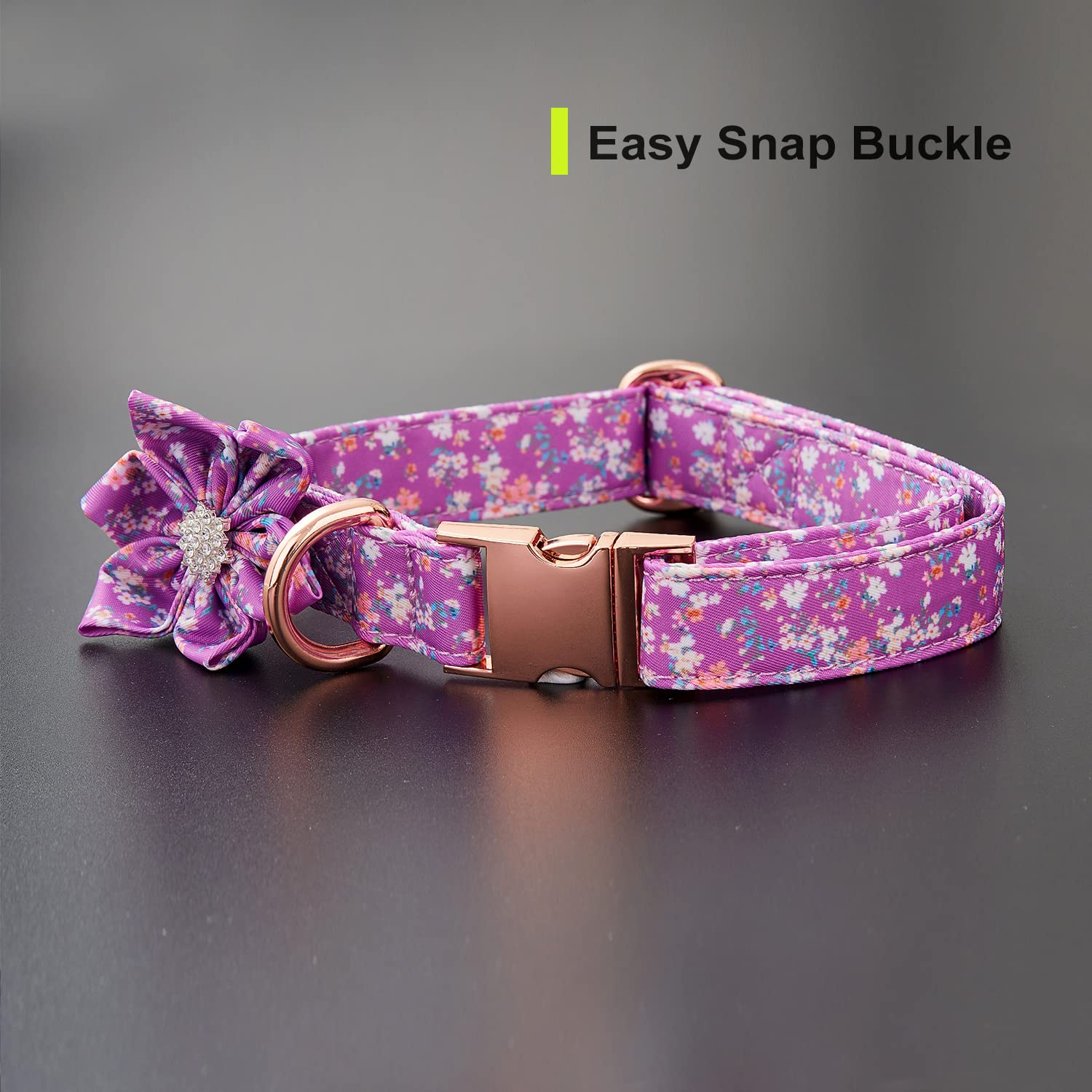 Premium Soft Padded Dog Collar with Daisy Flower Tie - 3 Stylish Patterns, Durable Metal Buckle for Small to Large Dogs (Purple, Large) - Perfect for Daily Walks, Training & Fashion Accessories for Your Pet