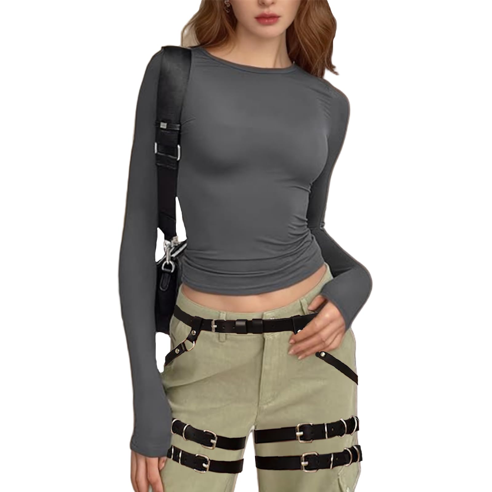 Plus Size Leg Belt - Genuine Leather Punk Waist Harness & Body Cage Belt for Women & Girls (1XL-3XL) | Gothic Fashion Accessory for Concerts, Rave & Alternative Outfits