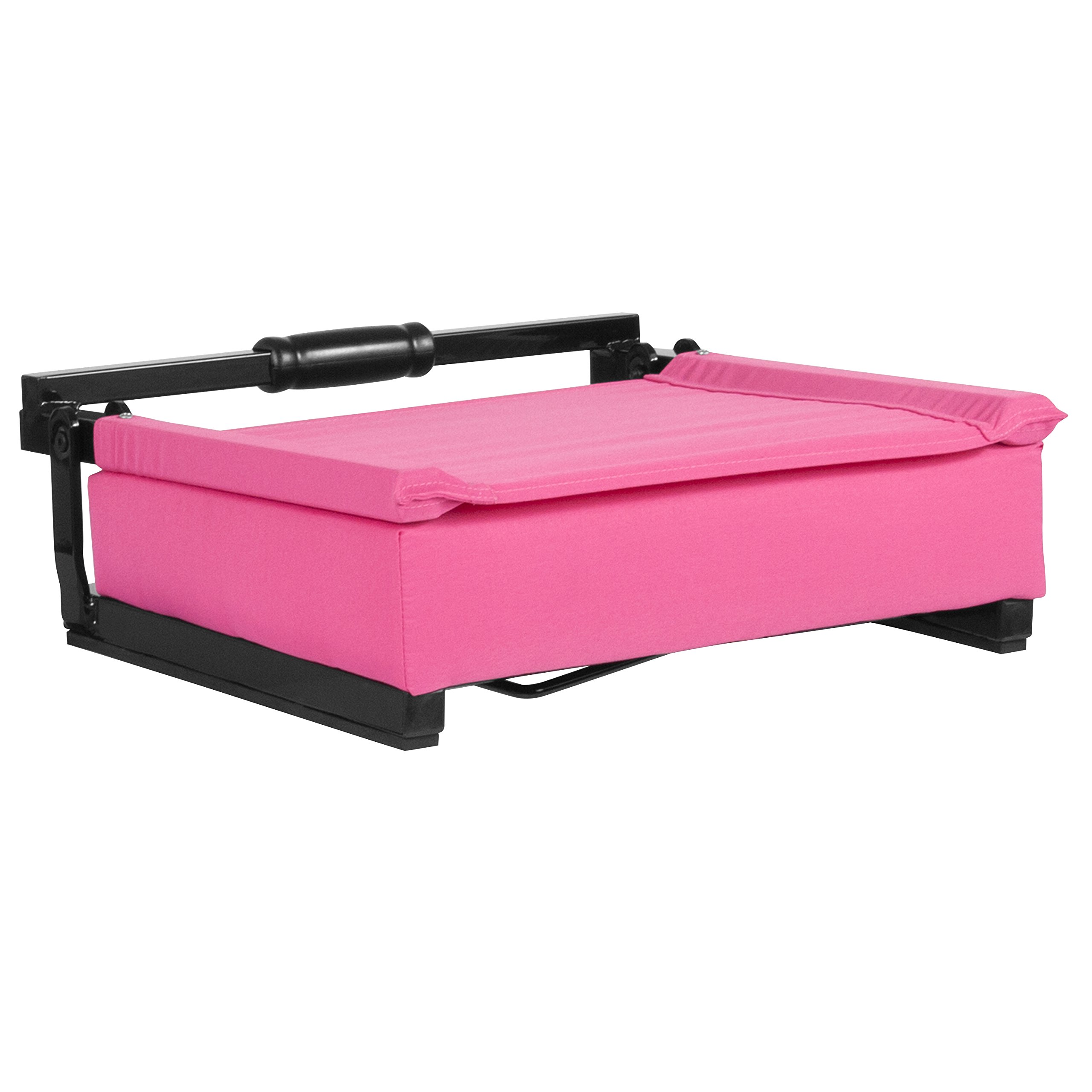 Flash Furniture Grandstand Portable Stadium Seats - 2 Pack Folding Padded Bleacher Chairs with Handle, 500 lb Weight Capacity, Pink | Perfect for Outdoor Sports Games, Concerts, Picnics & Backyard Events